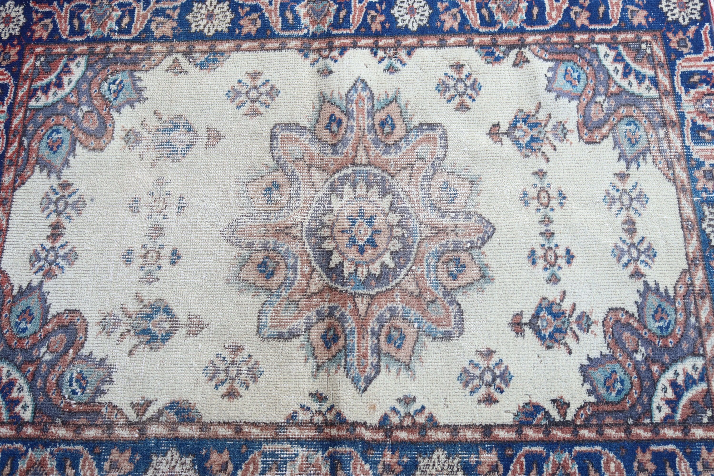 Turkish Rugs, Wall Hanging Rugs, Vintage Rugs, Floor Rugs, 3x4.1 ft Small Rugs, Kitchen Rug, Blue Bedroom Rugs, Entry Rugs, Rugs for Entry