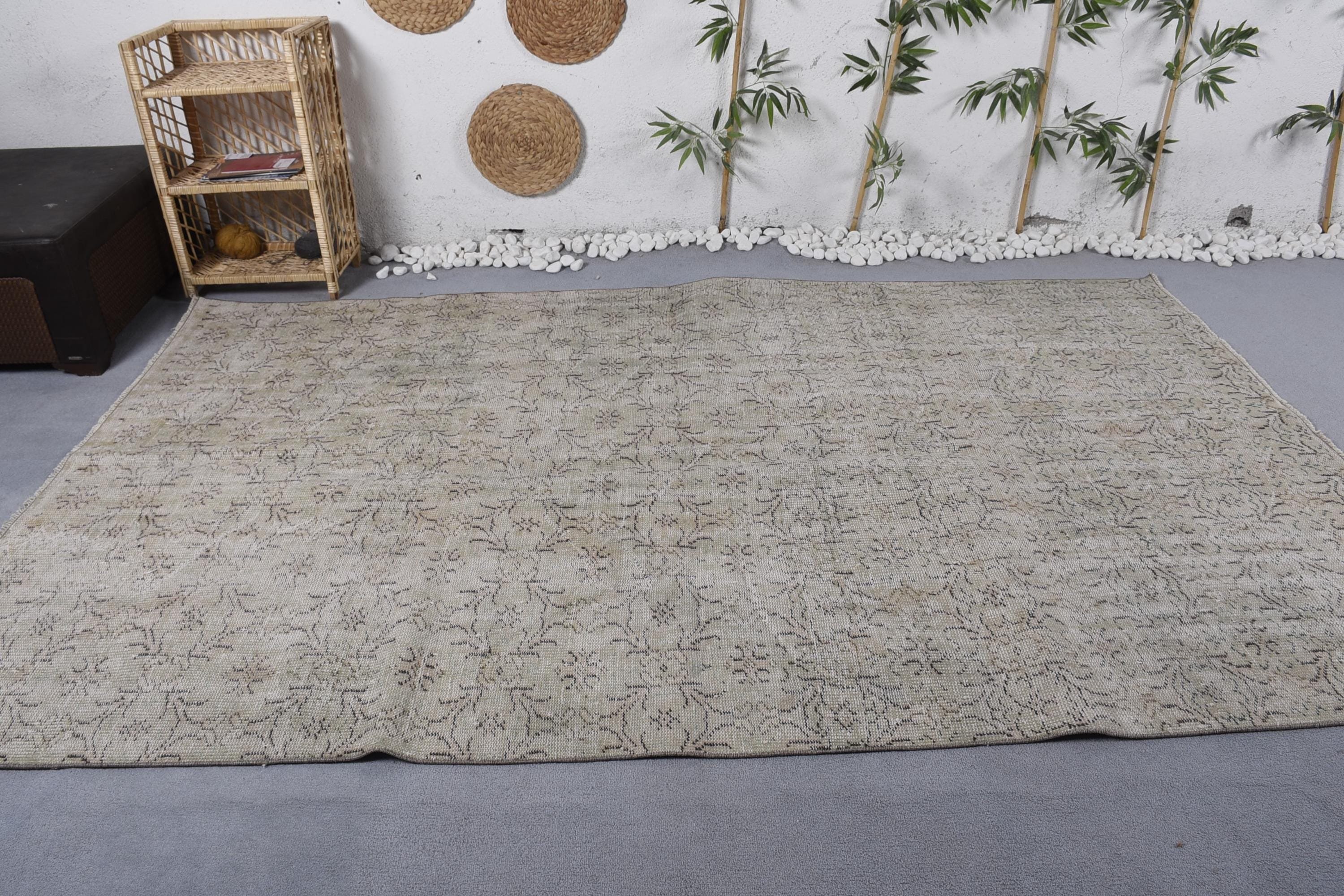 6.1x9.9 ft Büyük Halılar, Havalı Halılar, Yeşil Oushak Halı, Estetik Halı, Türk Halıları, Vintage Halı, Yatak Odası Halısı, Yemek Odası Halıları, Fas Halısı