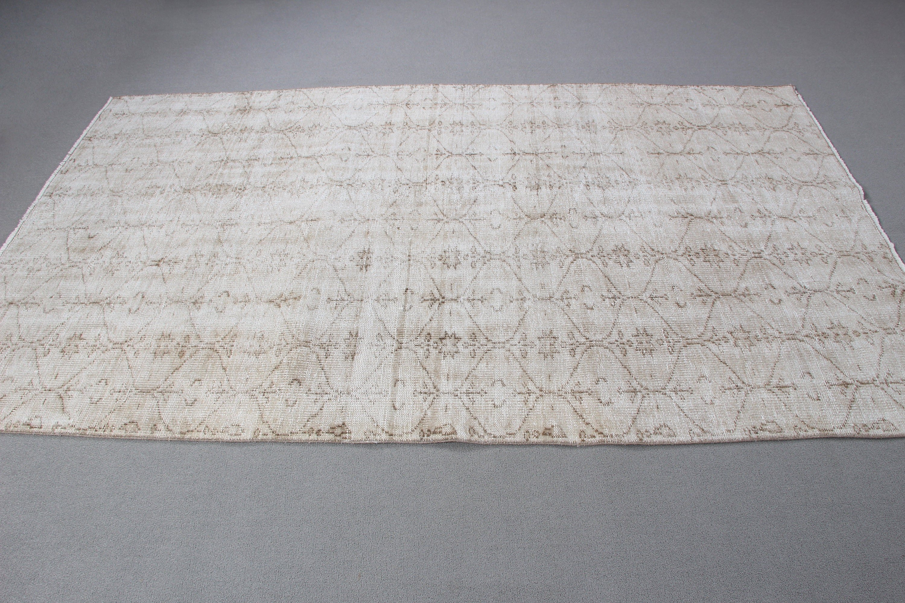 Aztec Rug, Beige Luxury Rugs, Oushak Rug, Turkish Rugs, Bedroom Rugs, Large Boho Rugs, Vintage Rugs, Large Vintage Rug, 5x8.2 ft Large Rugs