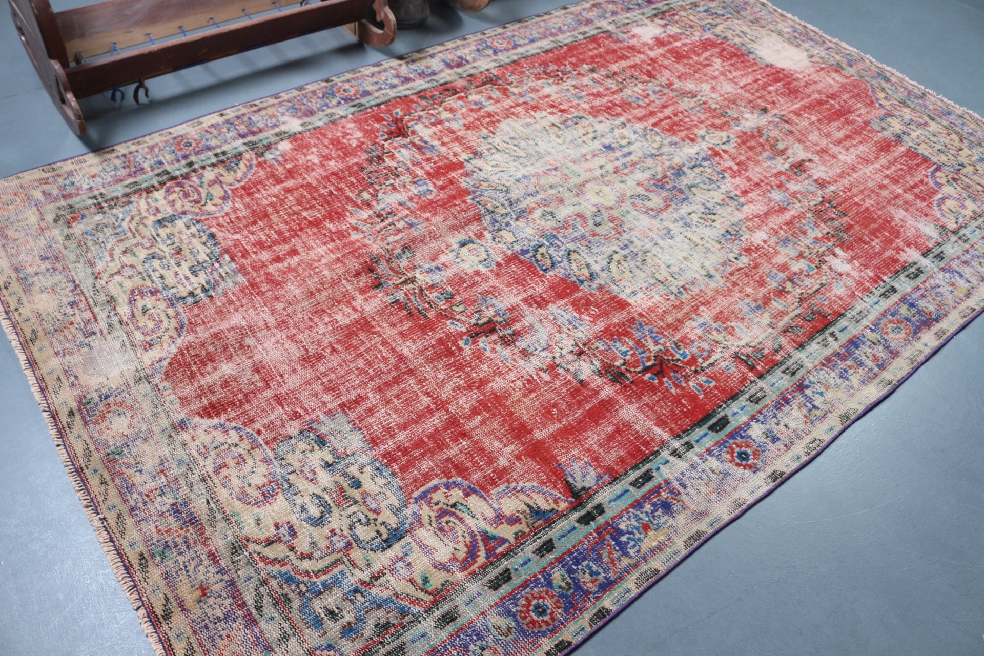 Vintage Rug, Living Room Rug, Bedroom Rug, Turkish Rugs, Anatolian Rug, Red Anatolian Rugs, 5.7x9.2 ft Large Rug, Turkey Rug, Salon Rug