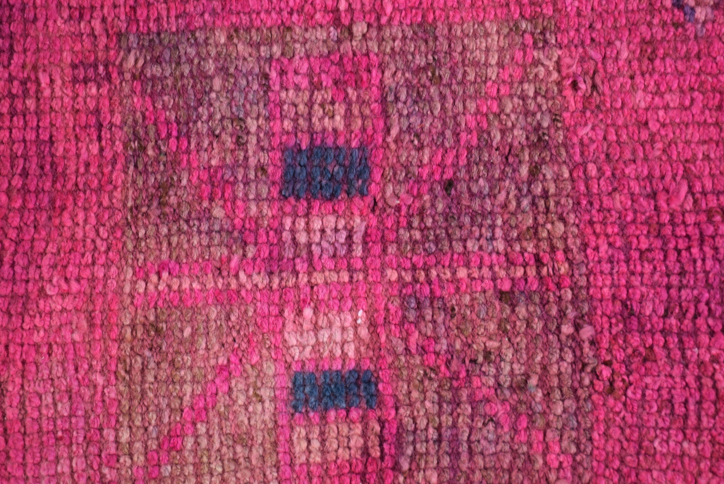 Pink Wool Rug, Bath Rug, Wool Bath Mat Rug, 1.4x2.8 ft Small Rug, Turkish Rug, Rugs for Nursery, Bedroom Rugs, Oushak Rugs, Vintage Rugs