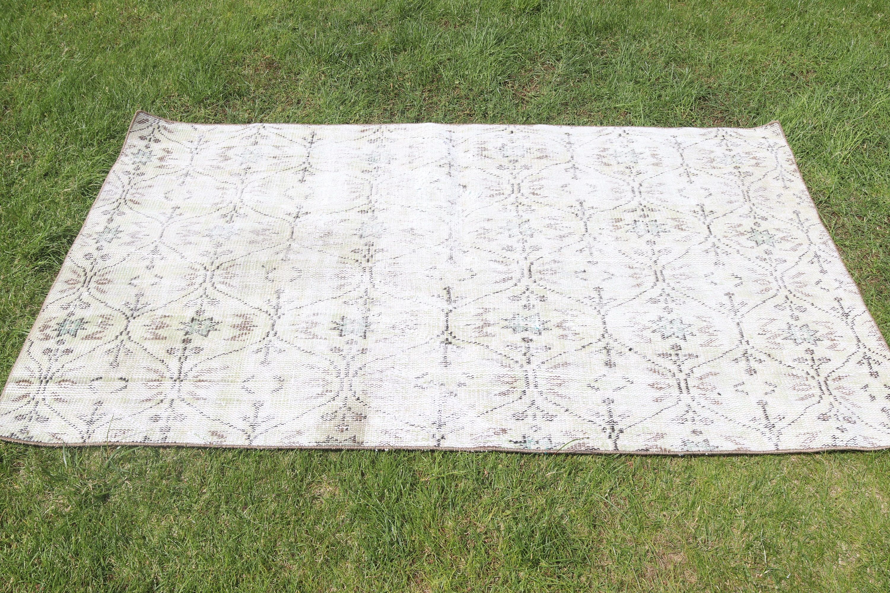 Vintage Accent Halı, Bej Boho Halı, Vintage Halı, Yatak Odası Halıları, Türk Halıları, Açıklama Halıları, 3.3x5.6 ft Accent Halıları, El Dokuma Halıları