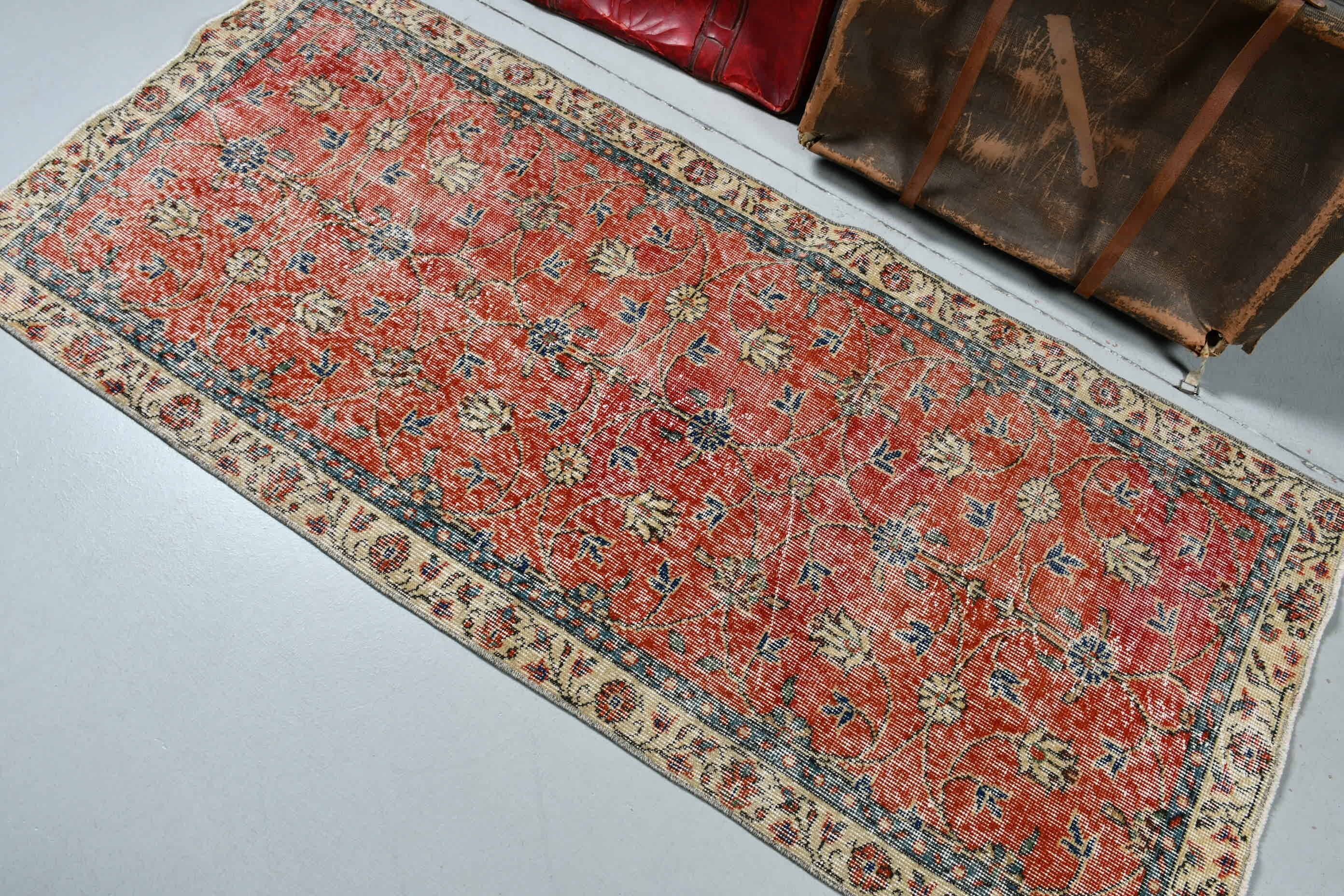 Çocuk Odası Halıları, Kırmızı Oryantal Halı, 2,8x6,2 ft Vurgulu Halılar, Yatak Odası Halısı, Vintage Halı, Çocuk Odası Halıları, Türk Halısı, Yün Halı, Havalı Halı