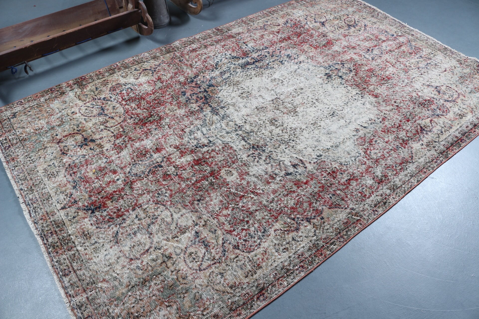 Turkish Rugs, Red Wool Rug, Oriental Rugs, Moroccan Rug, Salon Rug, 5.4x8.6 ft Large Rug, Living Room Rug, Vintage Rug, Vintage Decor Rug