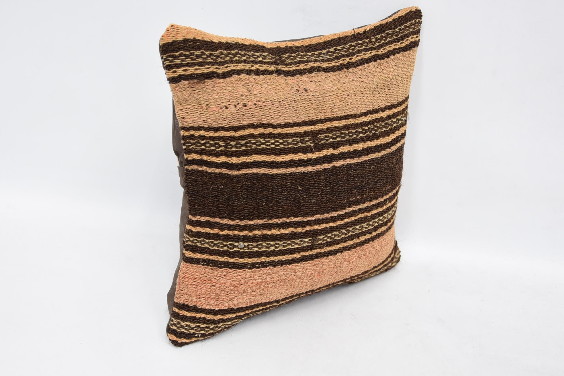 Neutral Throw Cushion Cover, Kilim Pillow, 12"x12" Brown Cushion Cover, Throw Kilim Pillow, Handmade Kilim Cushion