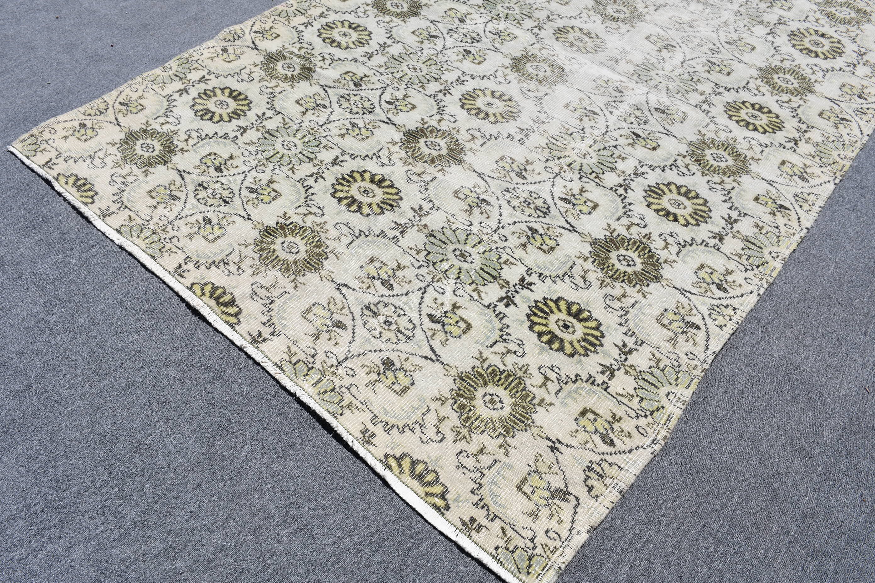 6x9.4 ft Large Rug, Beige Home Decor Rug, Oriental Rug, Salon Rug, Turkish Rug, Vintage Rug, Cool Rugs, Rugs for Living Room, Bedroom Rug