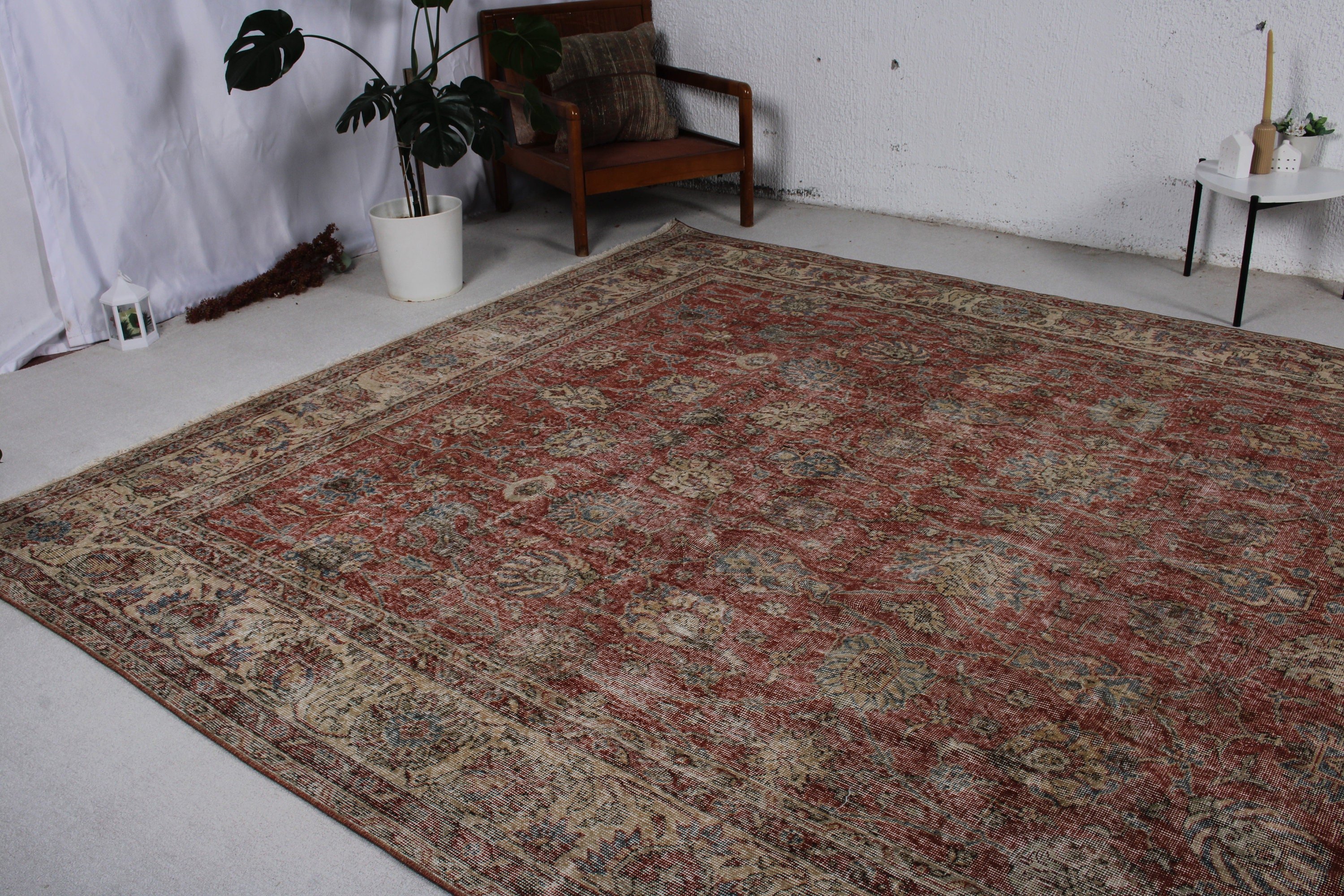 Türk Halıları, Oushak Halısı, Antika Halılar, Vintage Halılar, Bej Mutfak Halısı, 8.7x11.7 ft Büyük Boy Halı, Lüks Halı, Salon Halıları, Salon Halıları