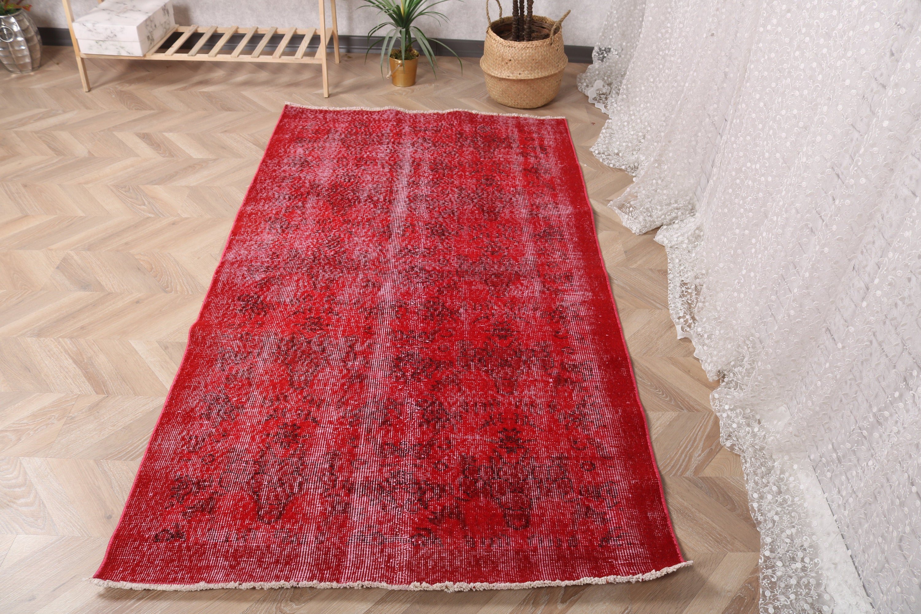 3.7x6.7 ft Area Rugs, Handwoven Rugs, Red Cool Rug, Floor Rugs, Turkish Rug, Oriental Rugs, Vintage Rug, Rugs for Nursery, Boho Area Rug