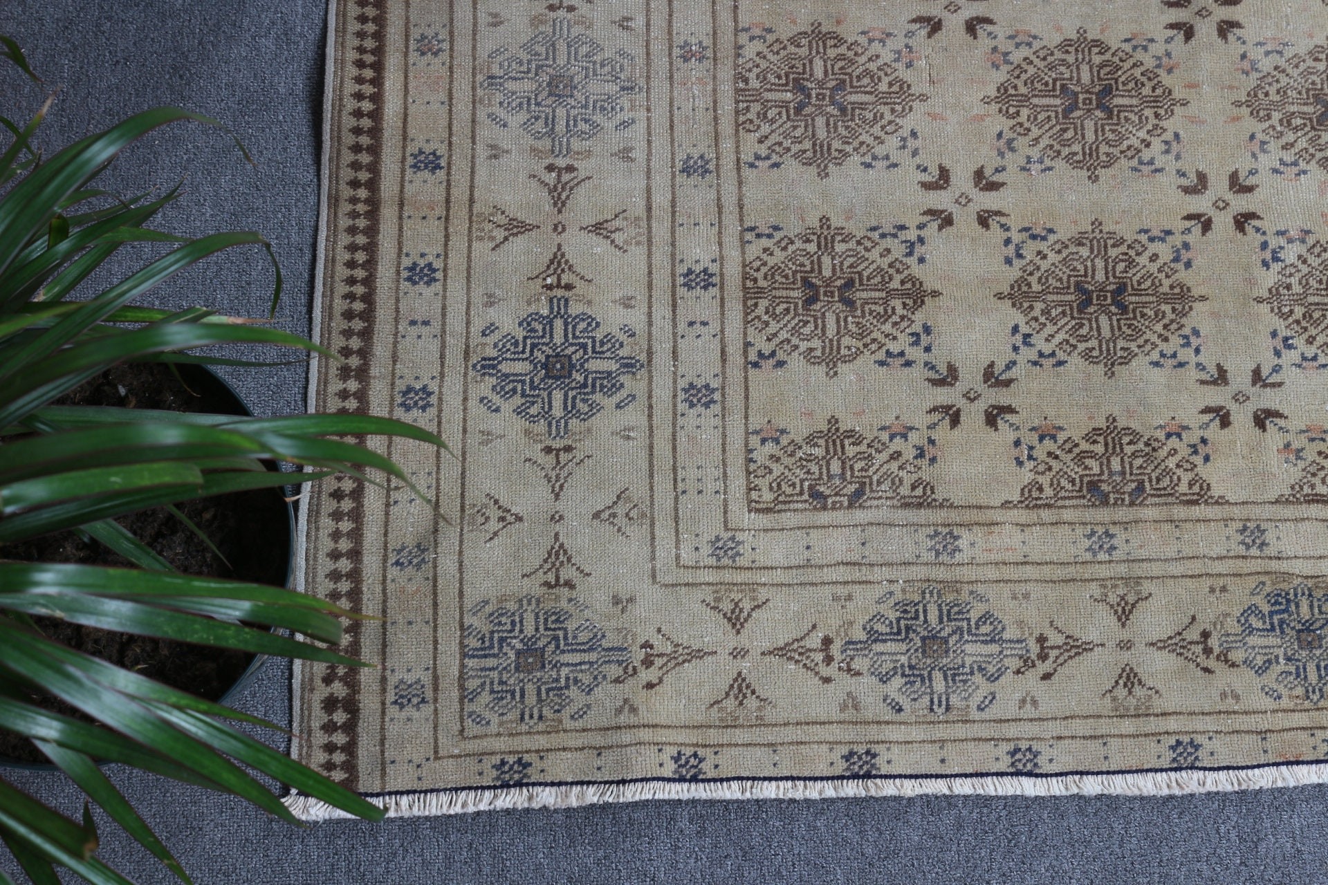 Salon Rugs, Vintage Rug, Pale Rugs, Home Decor Rug, Kitchen Rug, 6.6x9.1 ft Large Rugs, Turkish Rugs, Beige Wool Rug, Living Room Rugs