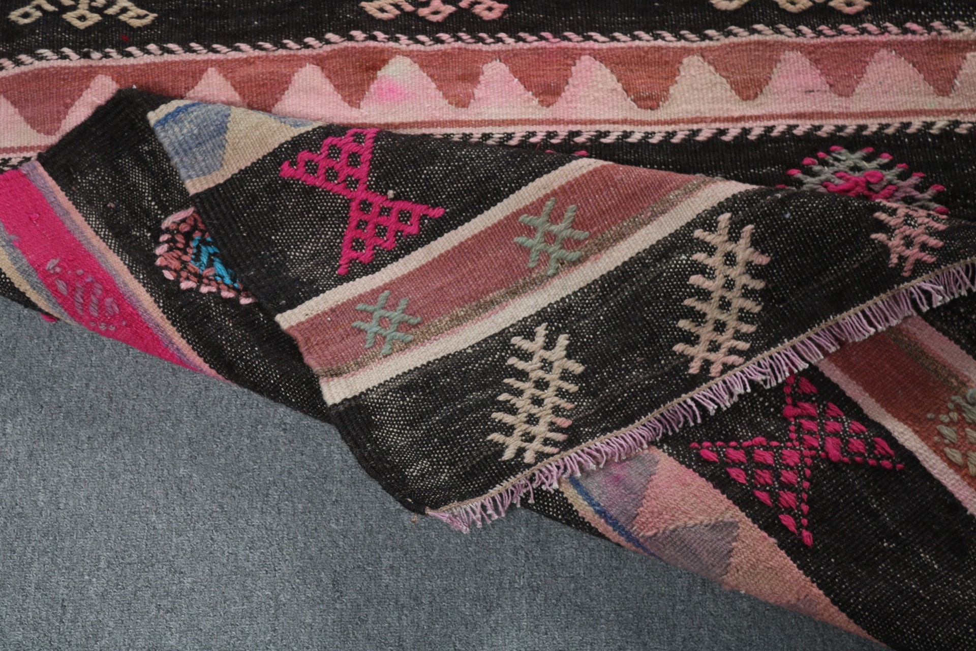 Siyah Yer Halıları, Büyük Vintage Halılar, Kilim, Anadolu Halısı, Yatak Odası Halıları, 6.2x11 ft Büyük Halı, Vintage Halı, Türk Halıları