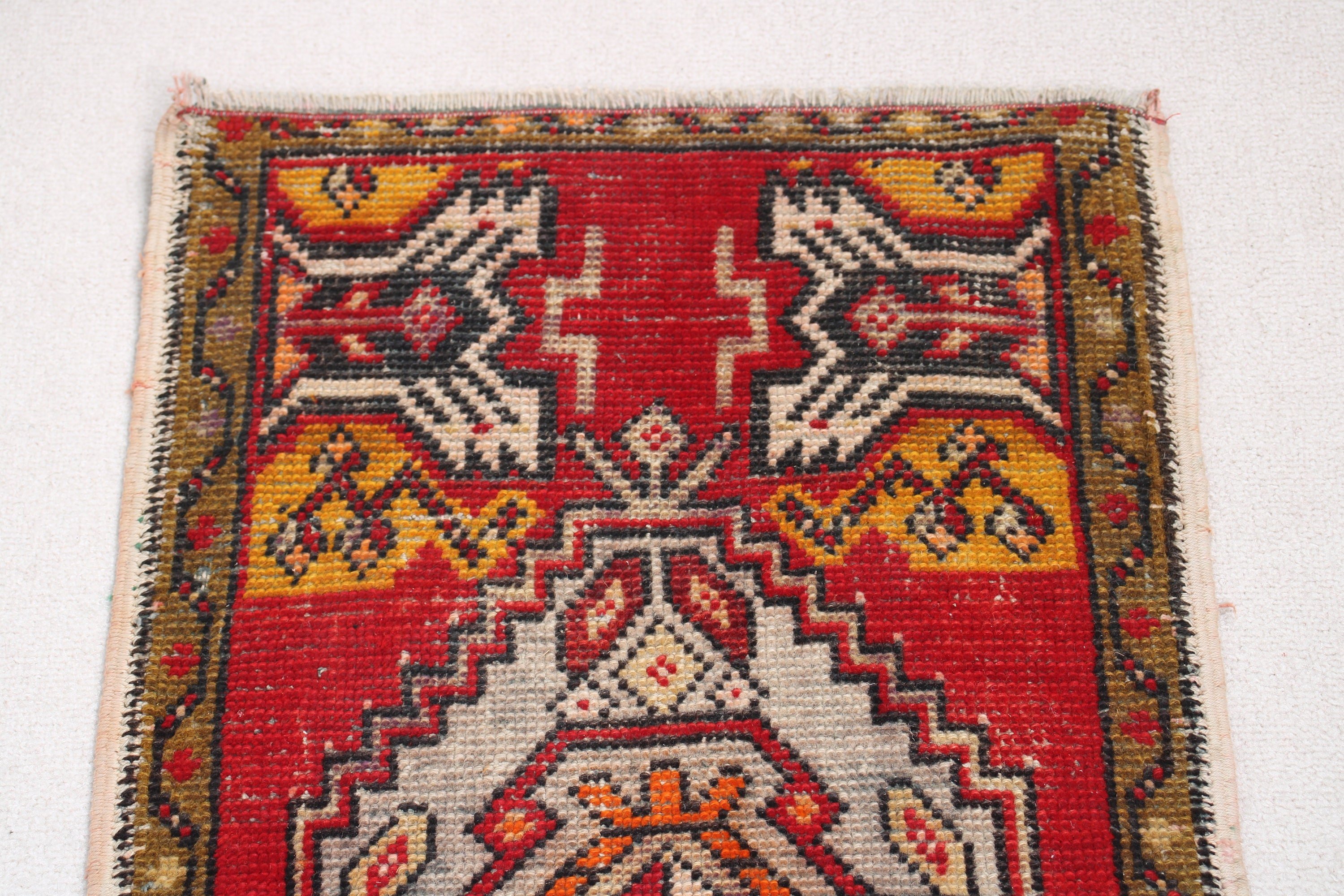 Kırmızı Anadolu Halısı, Türk Halısı, 1.6x2.8 ft Küçük Halılar, Düz Dokuma Halı, Küçük Boho Halıları, Banyo Halısı, Anadolu Halısı, Vintage Halılar