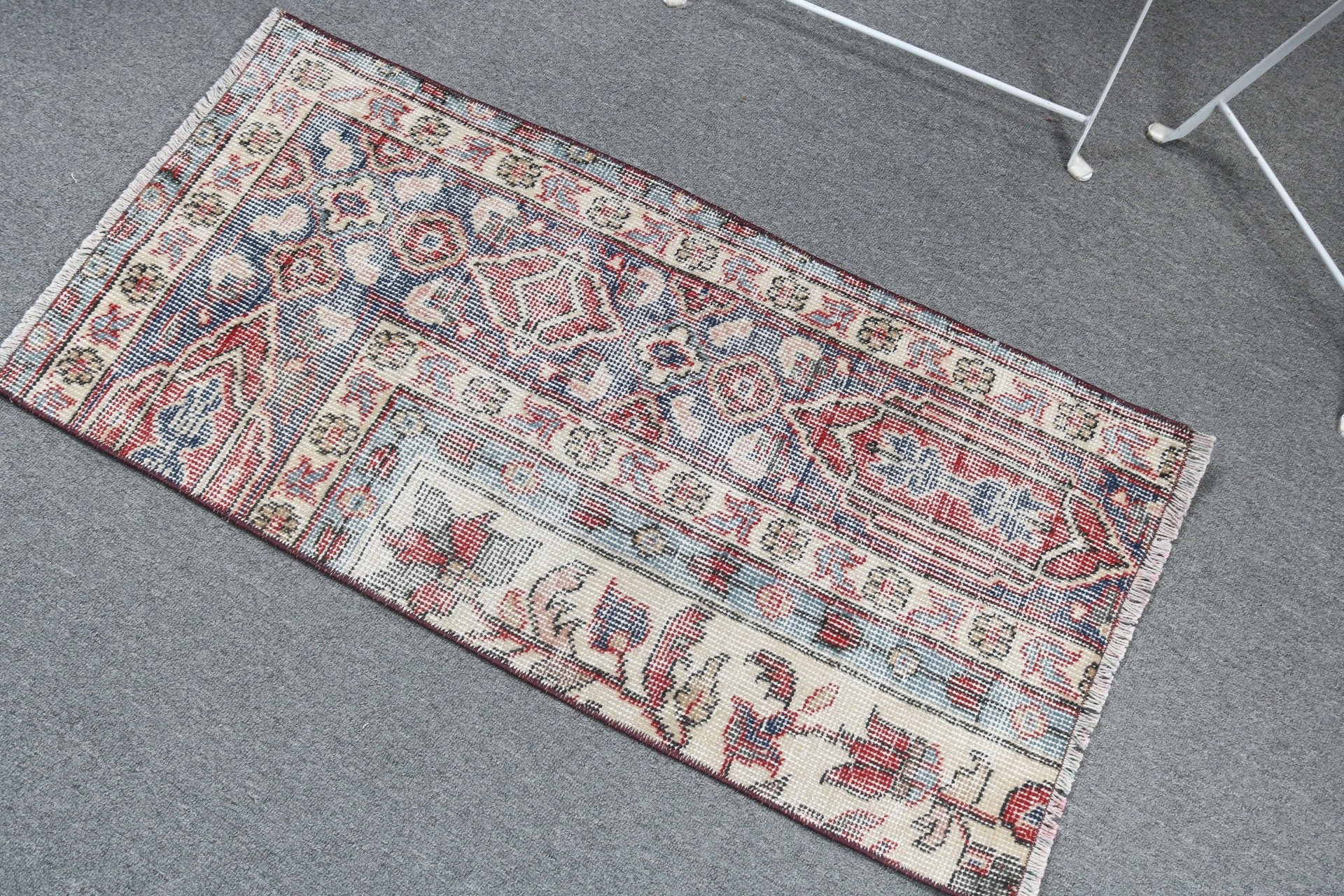 1.6x3.2 ft Small Rugs, Kitchen Rugs, Rugs for Entry, Turkish Rugs, Nursery Rug, Vintage Rugs, Blue Antique Rug, Luxury Rug, Oushak Rug