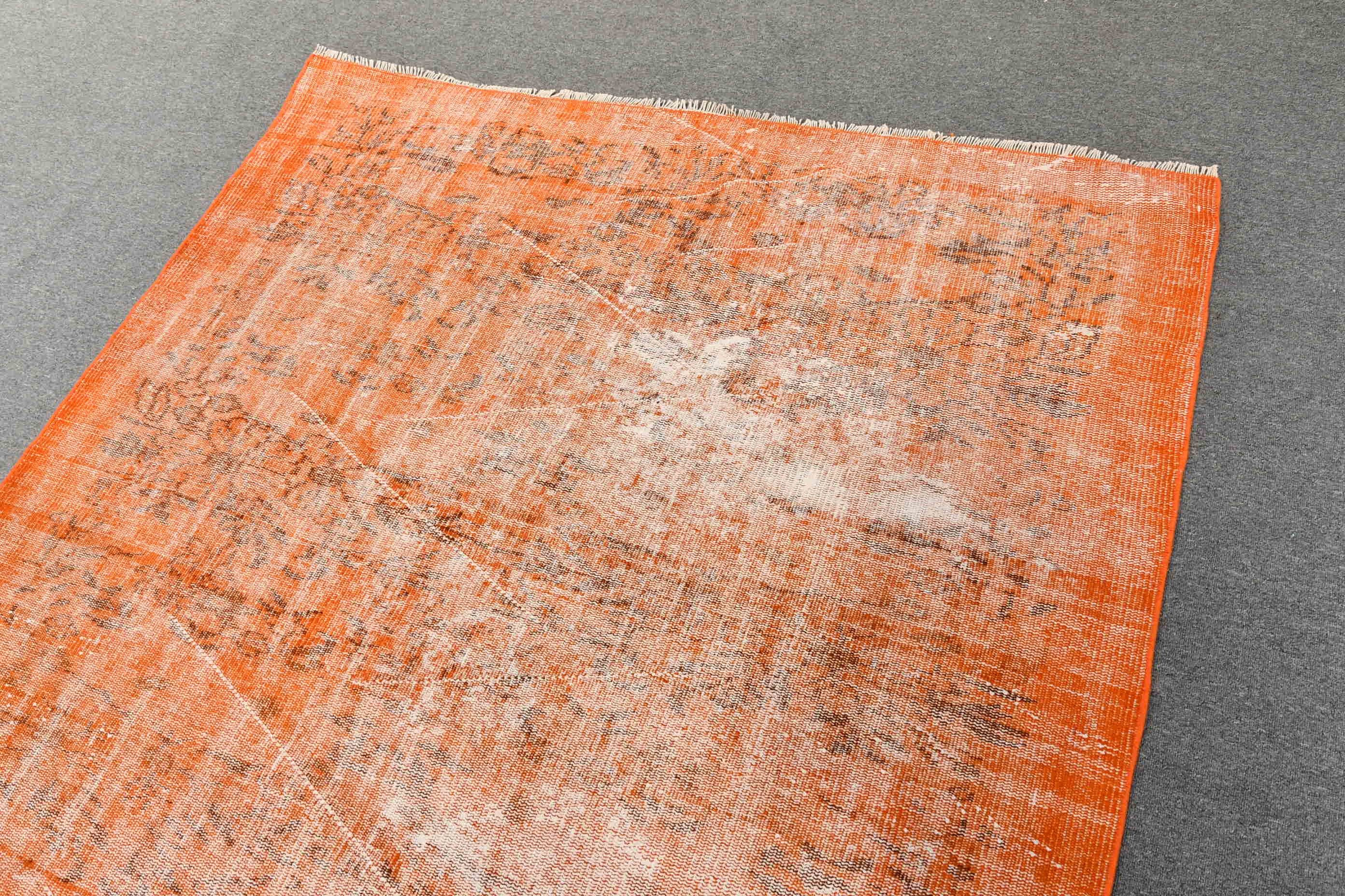 Rugs for Salon, Moroccan Rug, Orange Wool Rug, 5.4x9.2 ft Large Rugs, Salon Rug, Turkish Rug, Vintage Rug, Living Room Rug, Antique Rugs