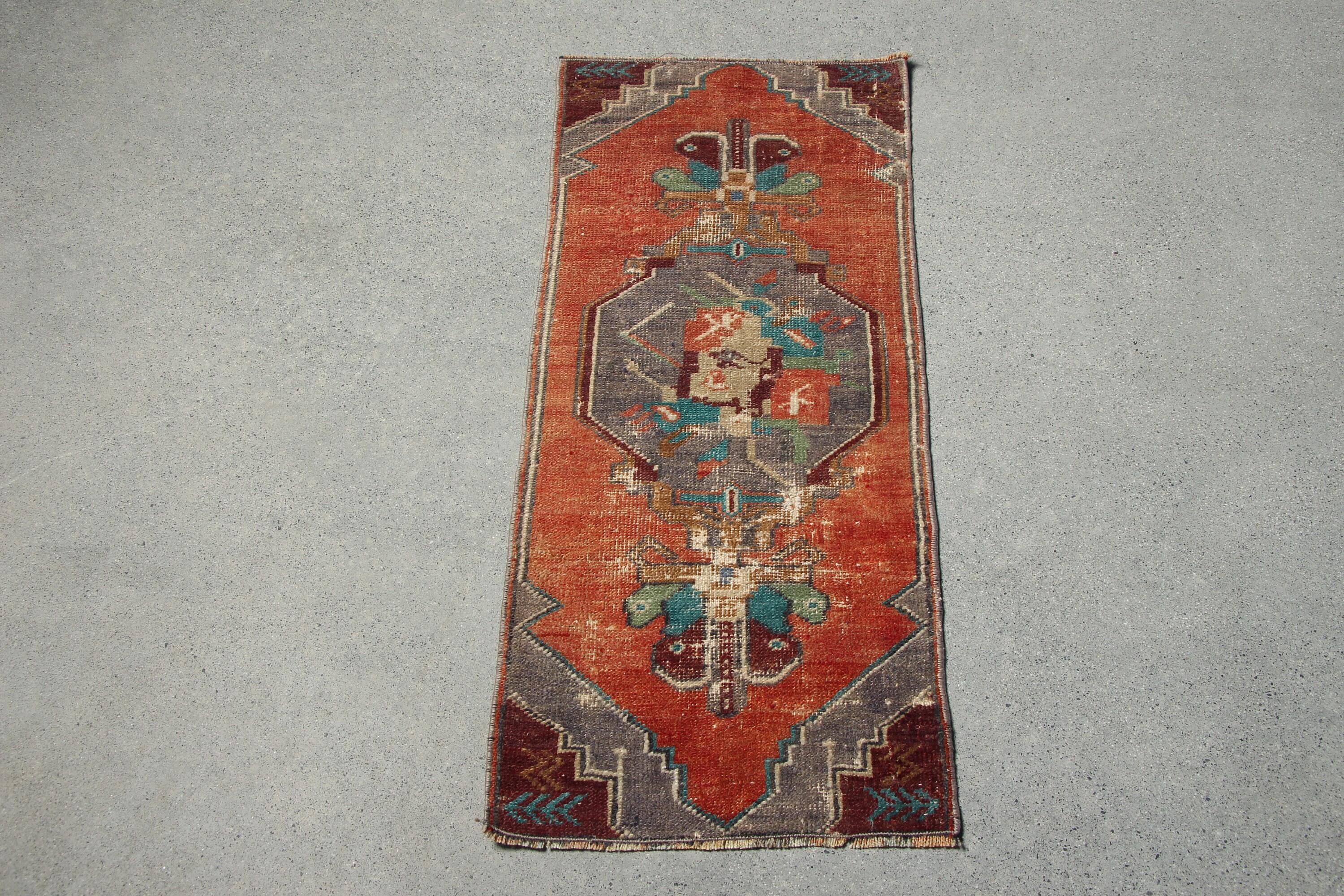 Turkish Rug, Flatweave Rugs, Orange Floor Rugs, Wool Rugs, Vintage Rugs, Kitchen Rug, Wall Hanging Rugs, Bedroom Rugs, 1.3x3 ft Small Rug