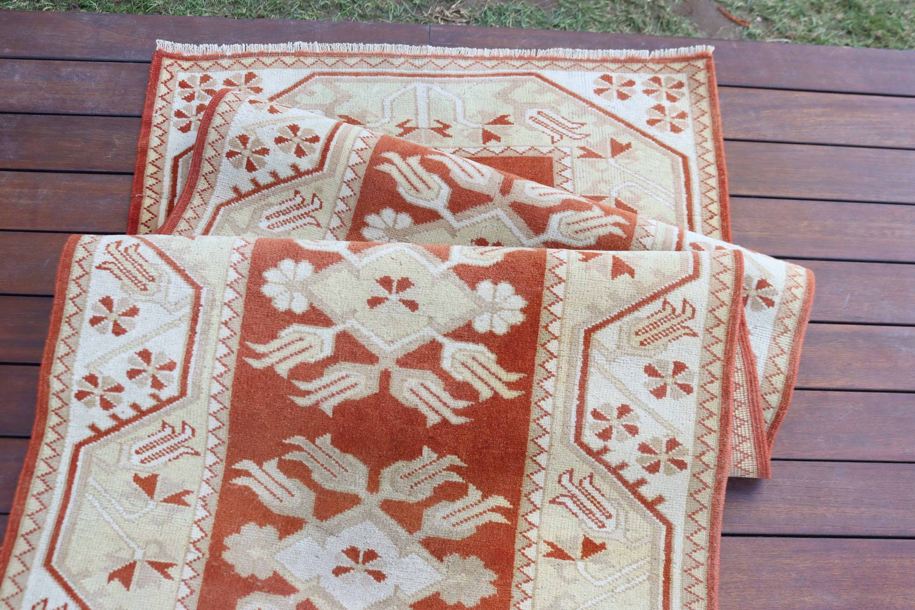 Koridor Halısı, Turuncu Soğuk Halı, Türk Halıları, Geometrik Halılar, Vintage Halılar, 2.6x8.2 ft Runner Halısı, Beni Ourain Runner Halısı, Oushak Halısı