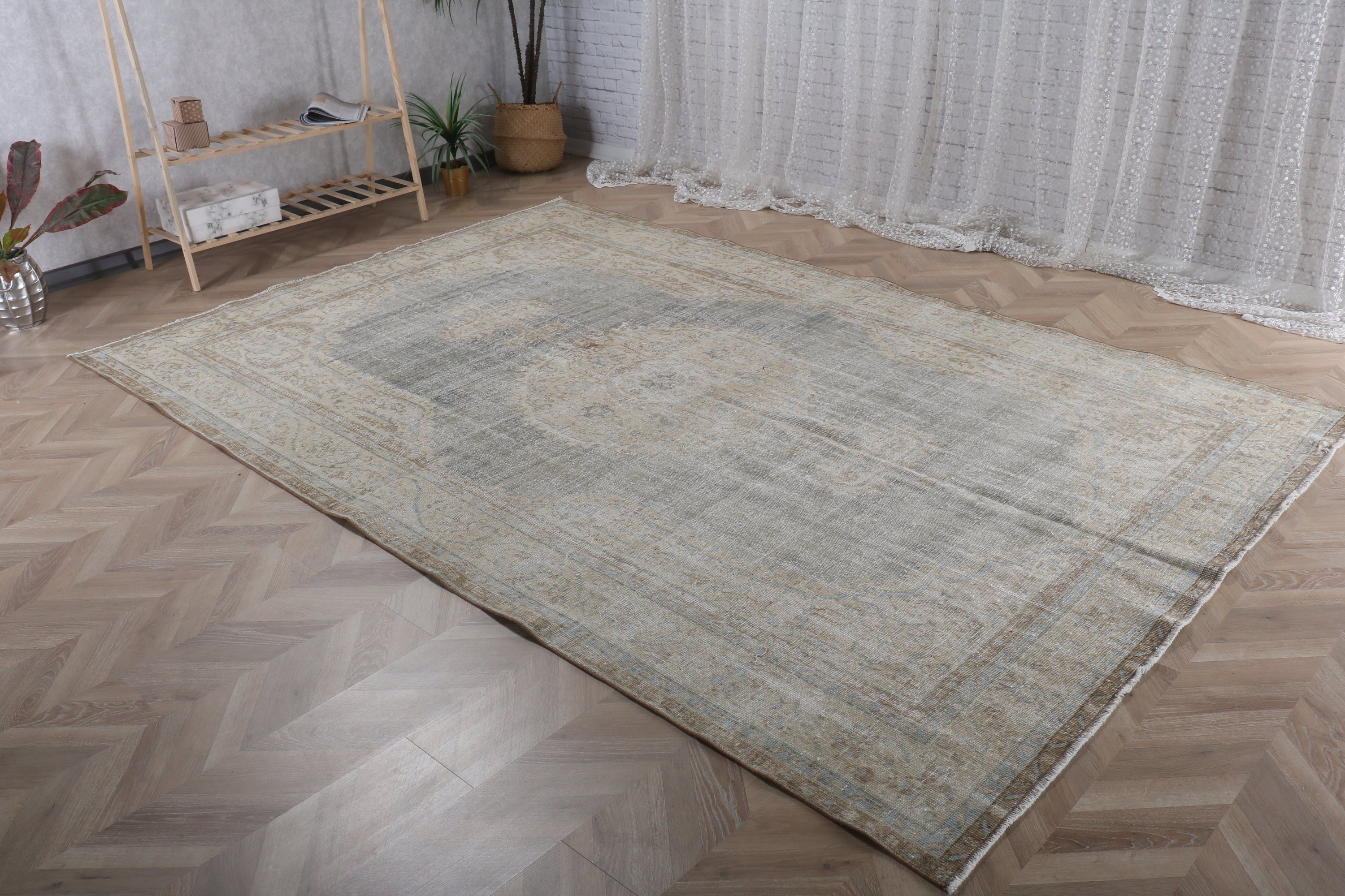 6.7x10.4 ft Large Rugs, Turkish Rugs, Vintage Rugs, Large Boho Rug, Neutral Rugs, Salon Rug, Moroccan Rugs, Beige Luxury Rugs, Artistic Rug