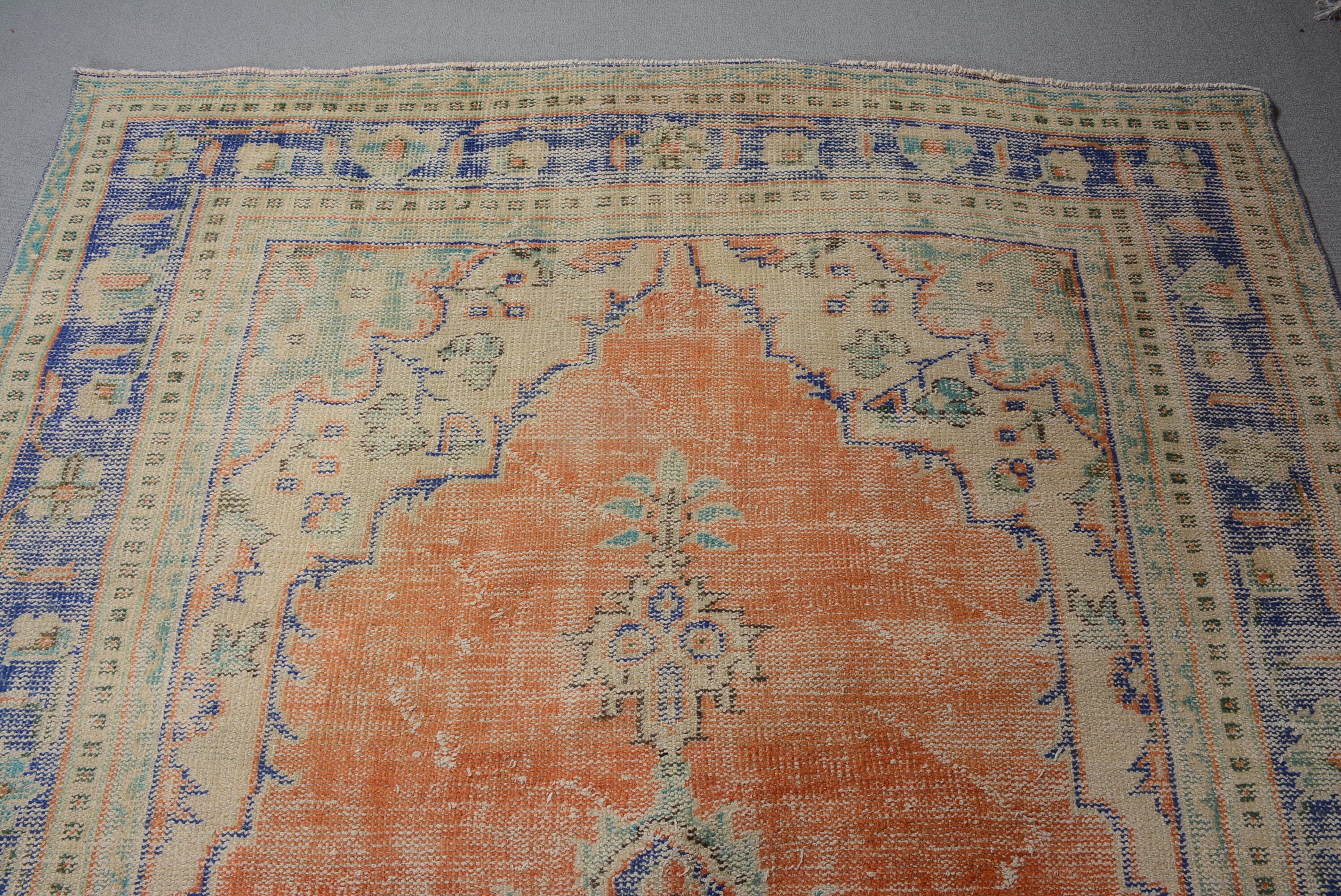 Vintage Rugs, Aesthetic Rug, Living Room Rug, Orange Cool Rugs, 6.3x9.2 ft Large Rugs, Dining Room Rug, Floor Rug, Turkish Rug, Kitchen Rug