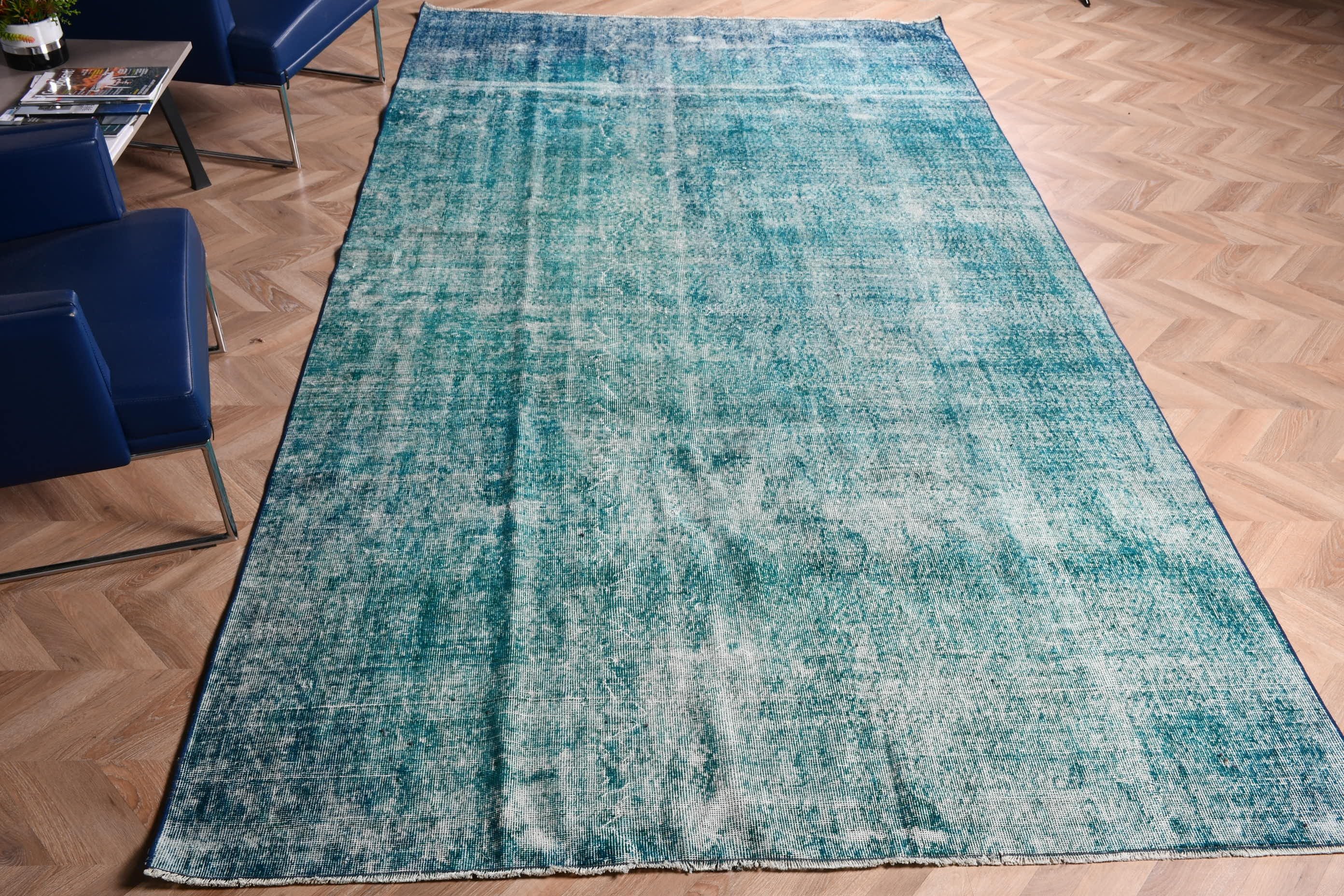 Kitchen Rug, Abstract Rugs, Living Room Rug, Blue  6.5x11.8 ft Oversize Rugs, Wool Rug, Vintage Rug, Turkish Rug, Saloon Rugs