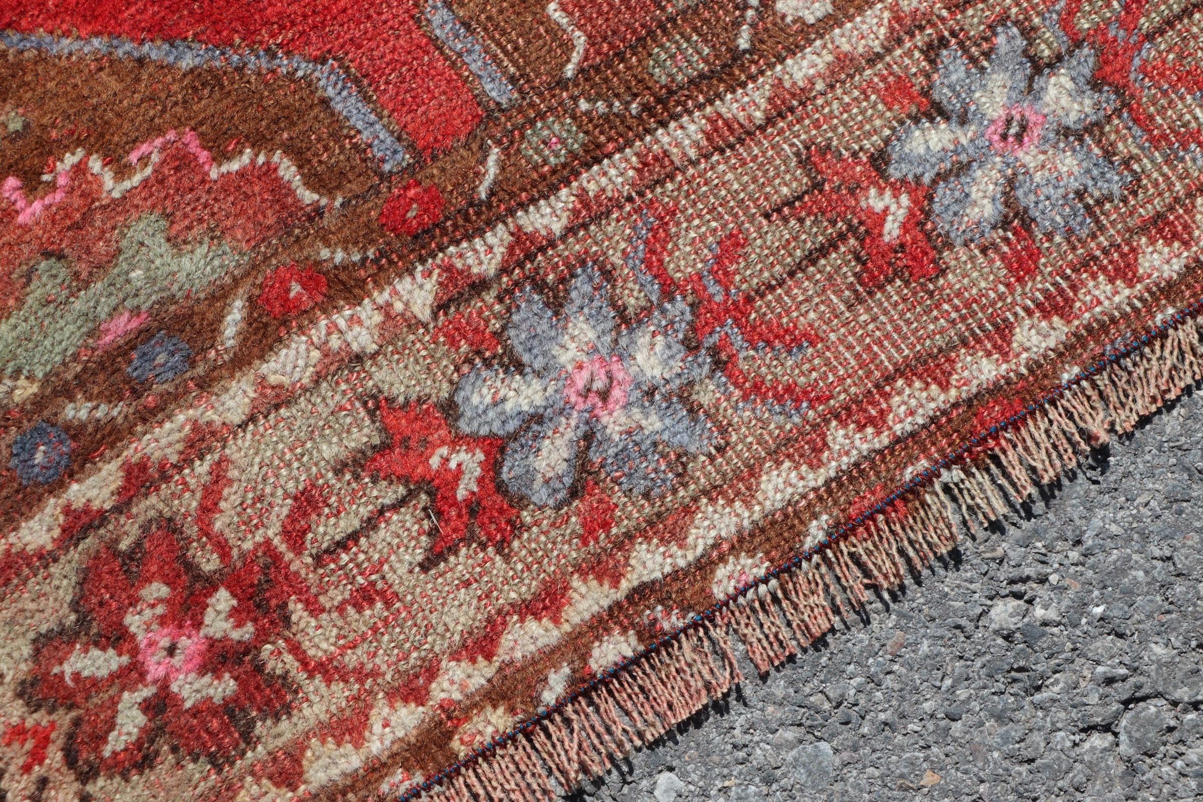 Home Decor Rug, Floor Rugs, Kitchen Rug, Turkish Rug, Rugs for Runner, Vintage Rugs, 3.5x10.1 ft Runner Rugs, Red Oriental Rug, Pale Rug