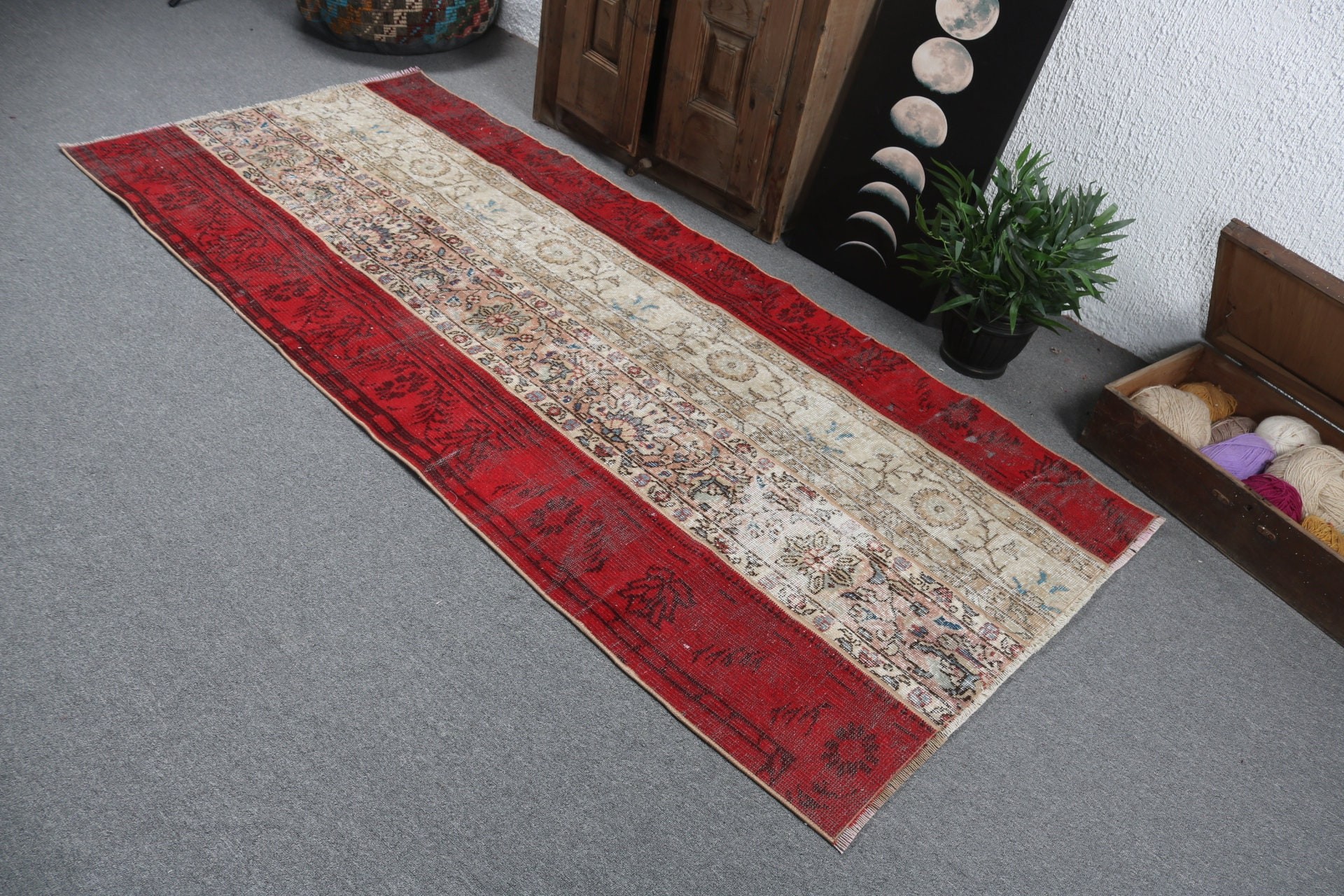 Turkish Rug, Beige Luxury Rugs, Indoor Rugs, Luxury Rugs, Floor Rug, Vintage Rug, Rugs for Oushak Area, Handmade Rug, 3.4x7.9 ft Area Rugs