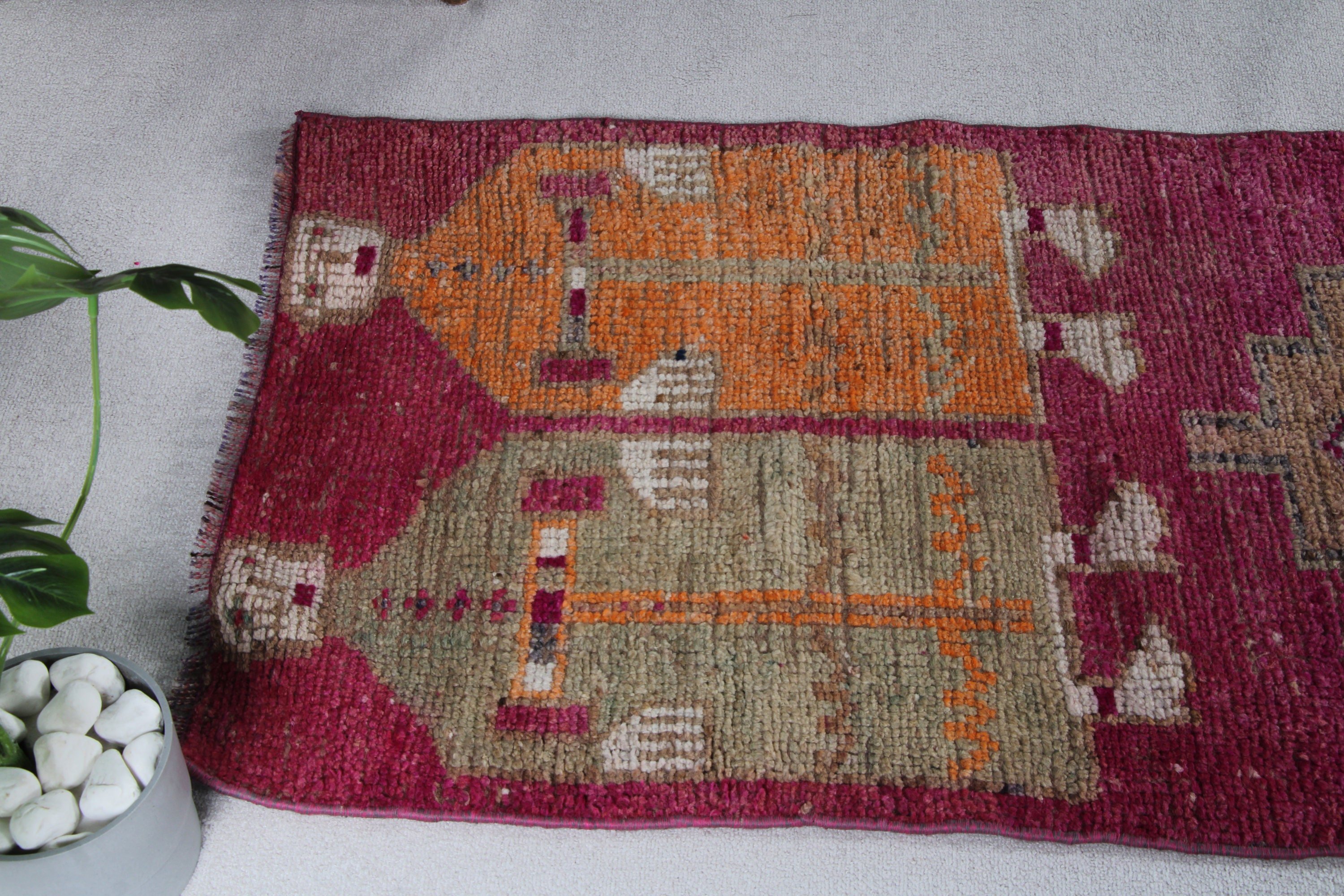 Turkish Rug, Vintage Rug, Corridor Rug, Orange  2.6x8.2 ft Runner Rug, Oriental Rugs, Hallway Rug, Floor Rugs, Handwoven Rug