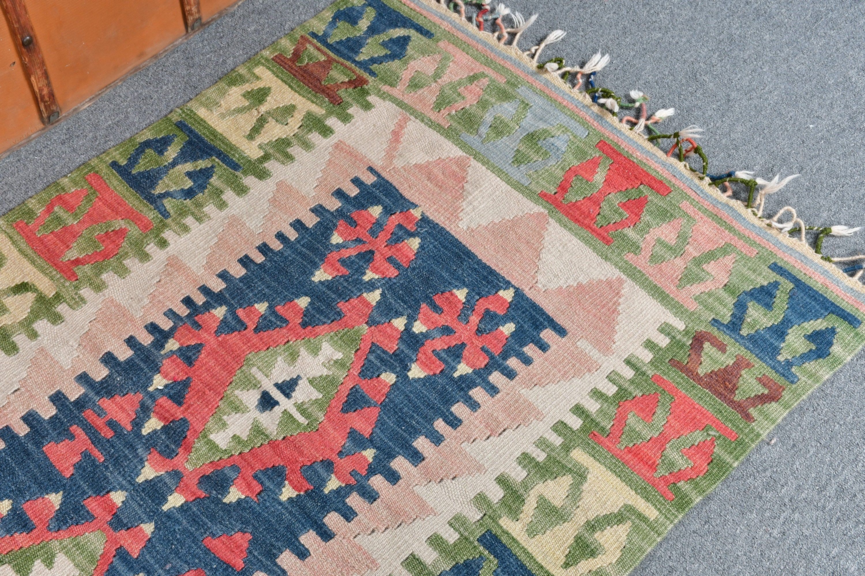 Turkish Rug, Decorative Rug, Kitchen Rug, Vintage Rugs, Kilim, Oushak Rug, 2.4x3.9 ft Small Rug, Pink Wool Rug, Anatolian Rug, Nursery Rug