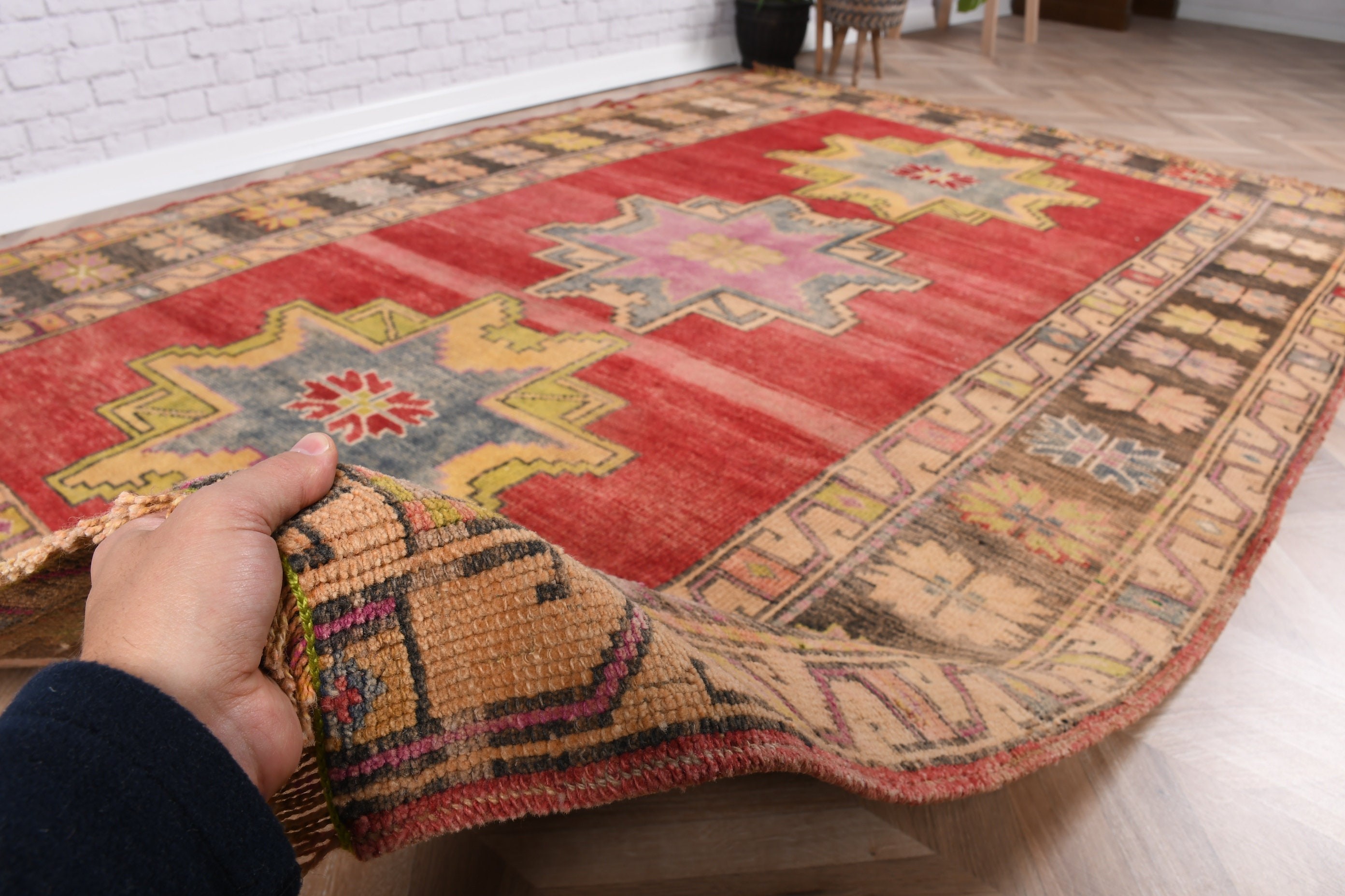 Moroccan Rug, Home Decor Rug, Vintage Rug, Turkish Rugs, Red Floor Rugs, Bohemian Rug, Salon Rugs, 5.6x8 ft Large Rug, Dining Room Rugs