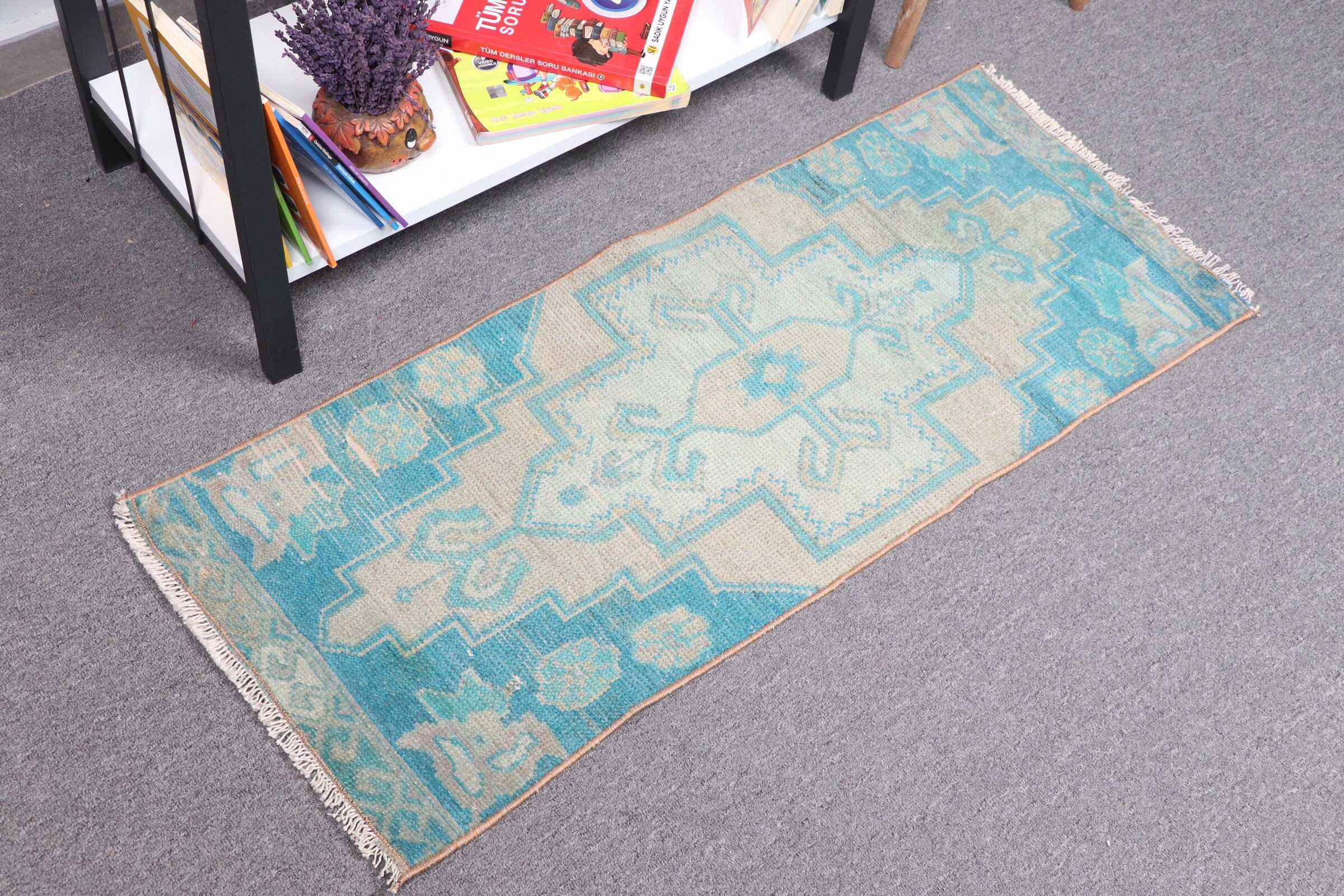 Nomadic Rug, Antique Rugs, Green Cool Rug, Vintage Rug, 1.3x3.3 ft Small Rugs, Nursery Rug, Entry Rug, Turkish Rugs