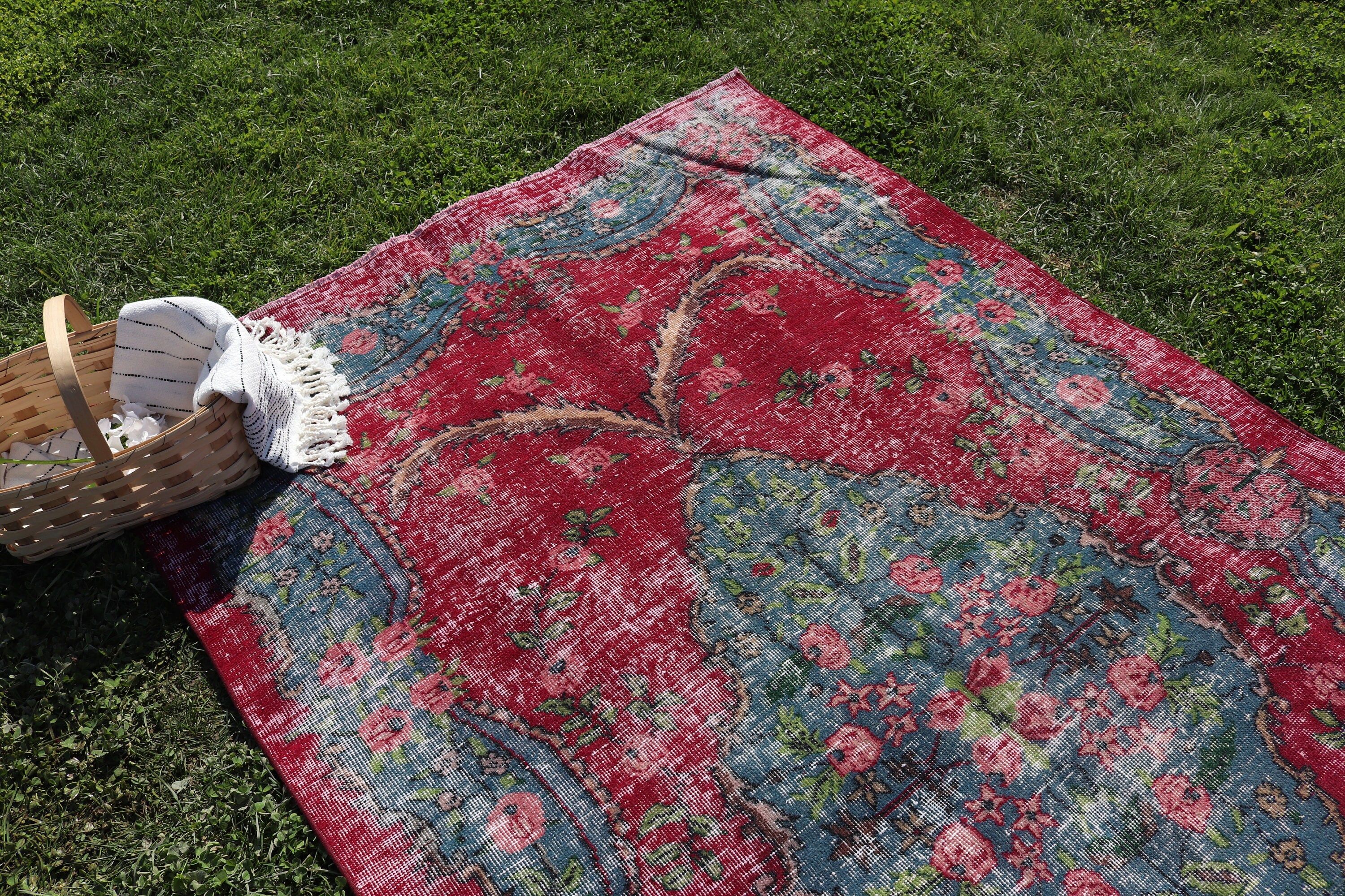 Neutral Rugs, Traditional Rug, Kitchen Rugs, 4.6x8.1 ft Area Rugs, Red Anatolian Rug, Turkish Rug, Luxury Rugs, Vintage Rugs, Bedroom Rugs