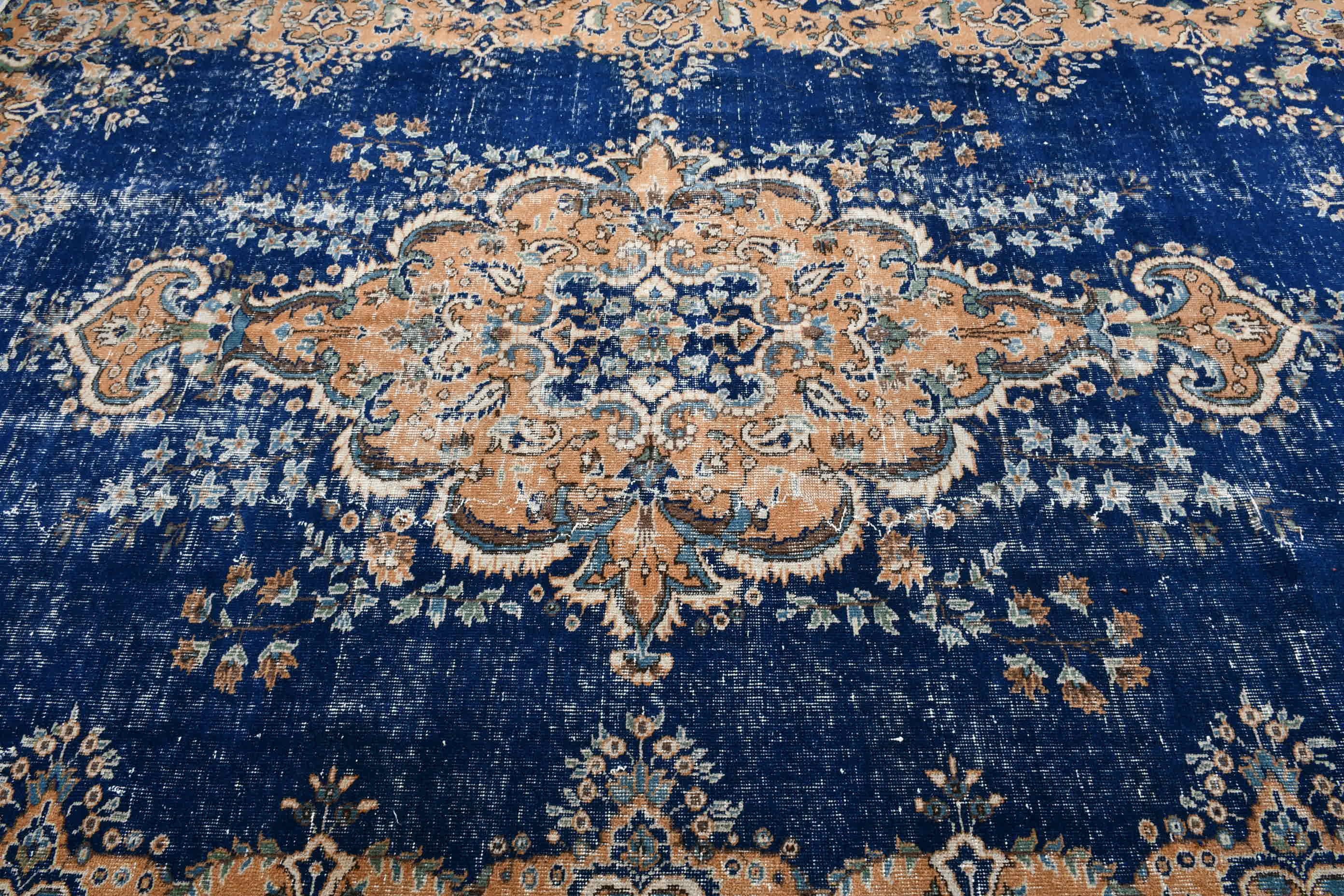 Turkish Rug, Office Rugs, Salon Rug, Anatolian Rug, Bedroom Rug, Blue Oriental Rugs, Moroccan Rugs, Vintage Rug, 6.8x10.2 ft Large Rug