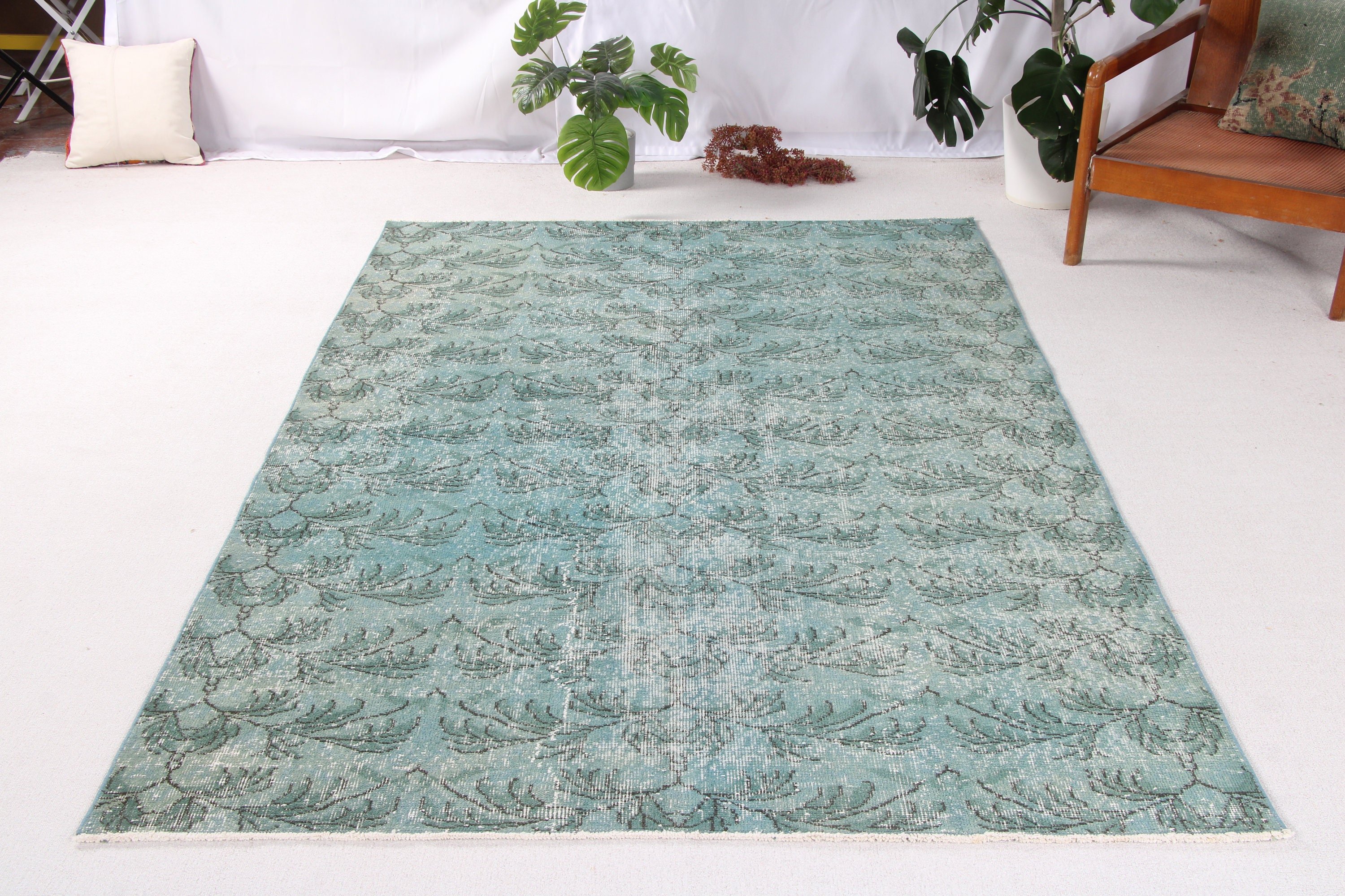 5,1x8,1 ft Büyük Halılar, Oushak Halıları, Mavi Lüks Halılar, Vintage Halı, Kabile Halıları, Salon Halıları, Büyük Boho Halıları, El Dokuma Halıları, Türk Halıları