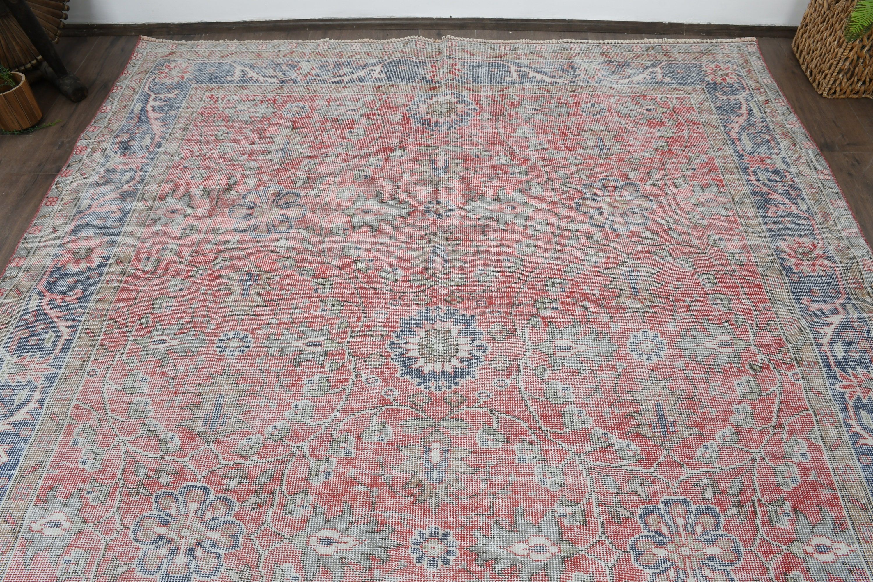 Salon Rugs, Ethnic Rugs, Living Room Rug, Turkish Rugs, 7.1x10.9 ft Oversize Rug, Vintage Rugs, Red Home Decor Rug, Oushak Rug, Antique Rug