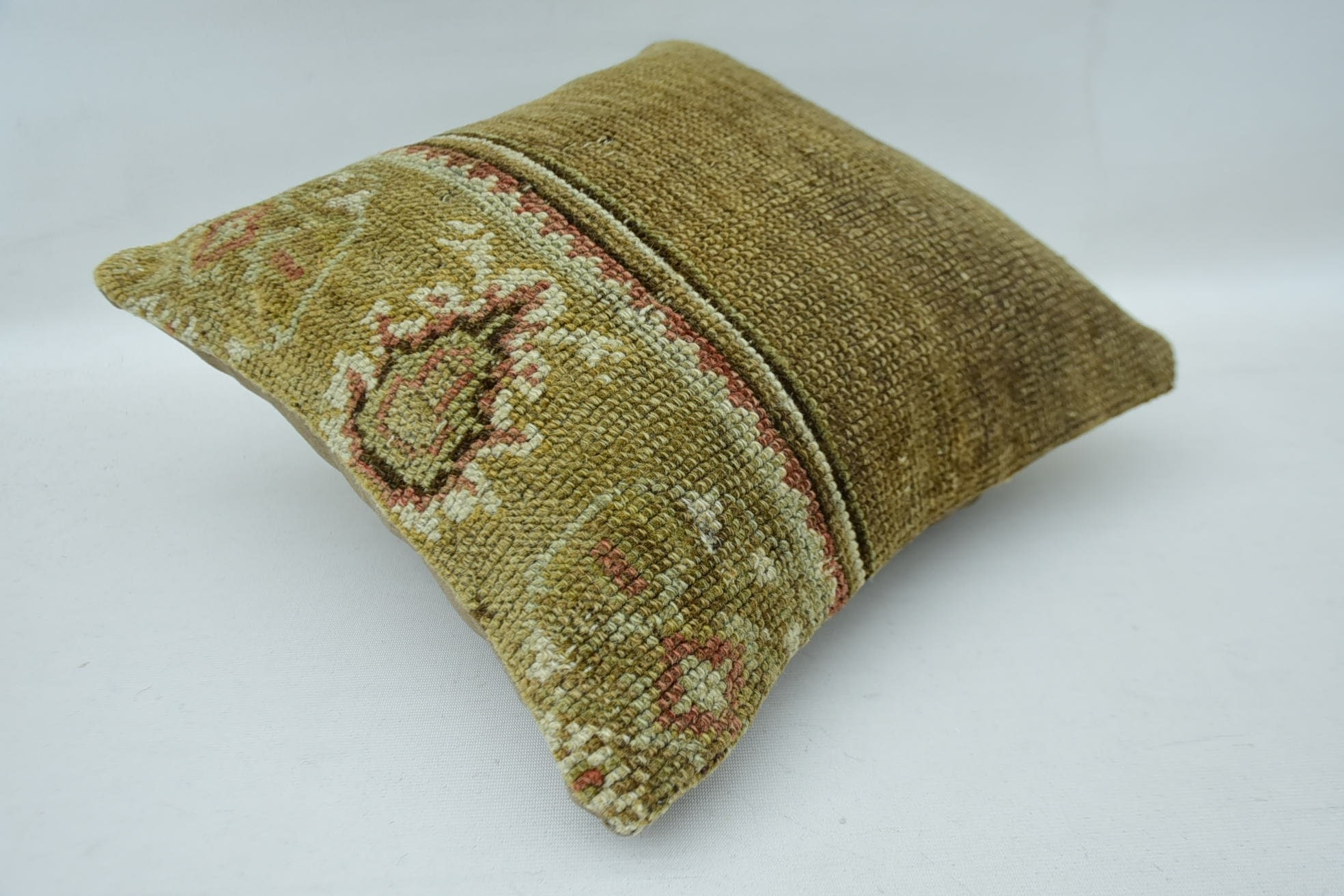 Cotton Pillow Case, Antique Pillows, 14"x14" Brown Pillow Cover, Kilim Pillow Cover, Neutral Throw Cushion Case, Vintage Pillow