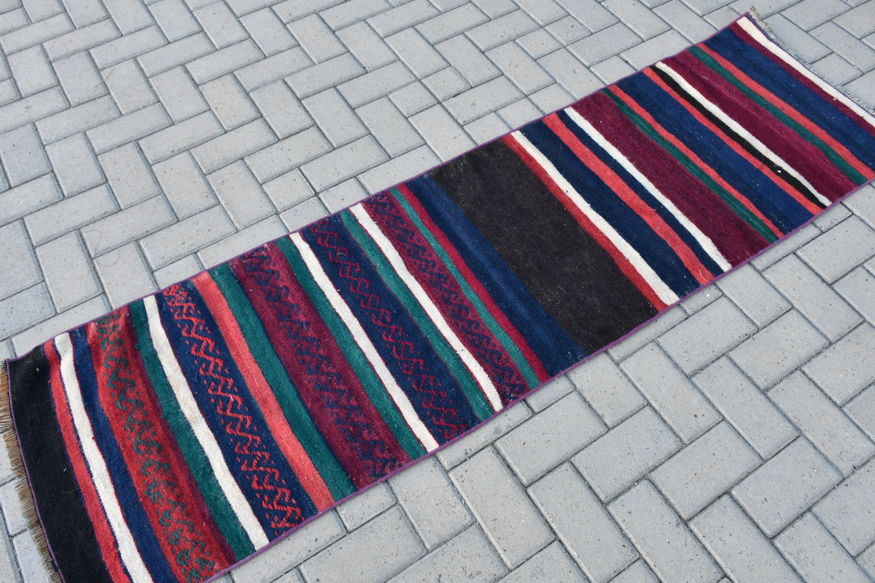 Oriental Rug, Corridor Rugs, Kilim, Turkish Rug, 1.9x6.8 ft Runner Rug, Kitchen Rug, Vintage Rug, Green Moroccan Rug