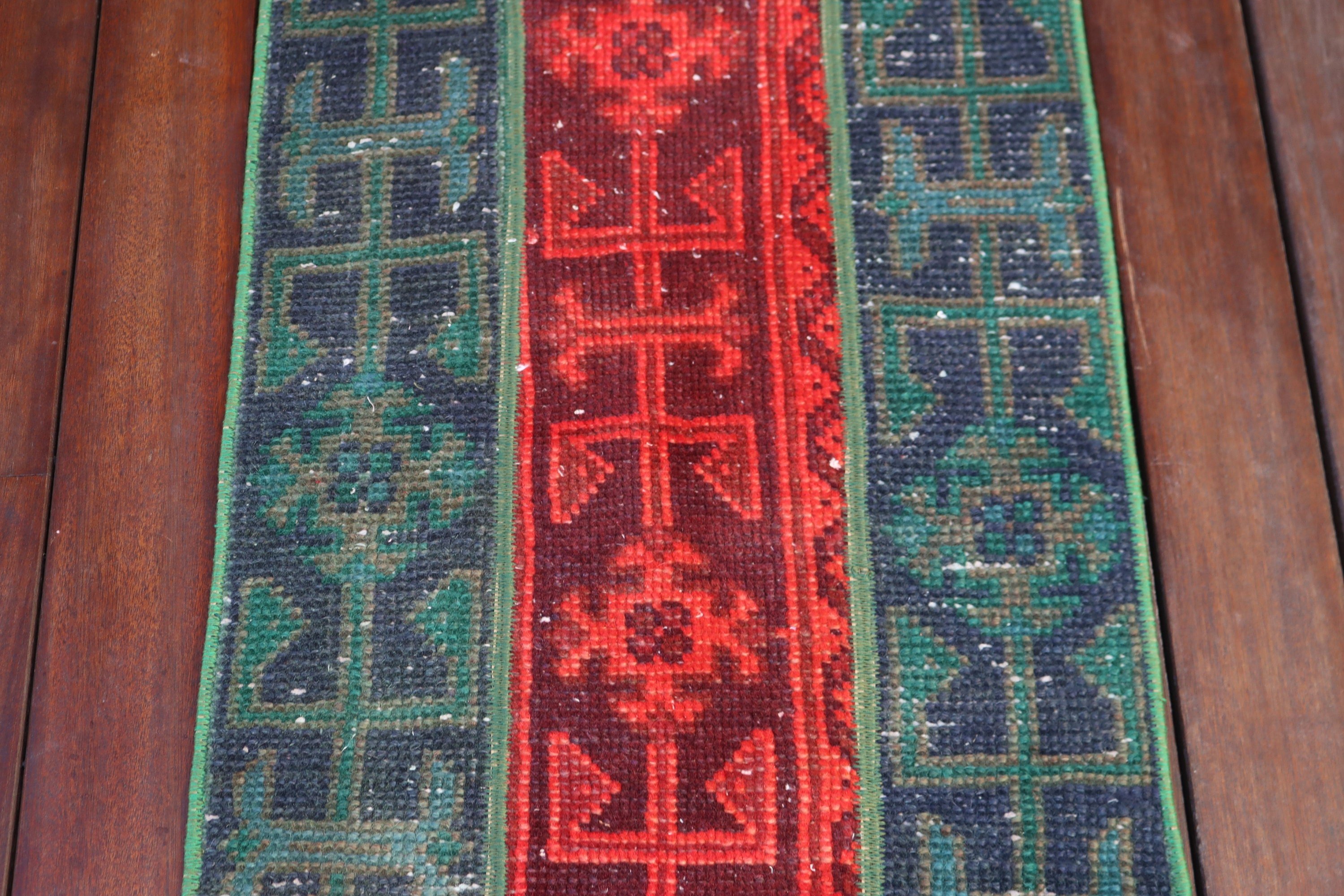 Küçük Boho Halılar, Modern Halılar, 1,5x3,6 ft Küçük Halı, Vintage Halılar, Kabile Halısı, El Dokuma Halı, Türk Halısı, Giriş Halıları, Yeşil Anadolu Halıları