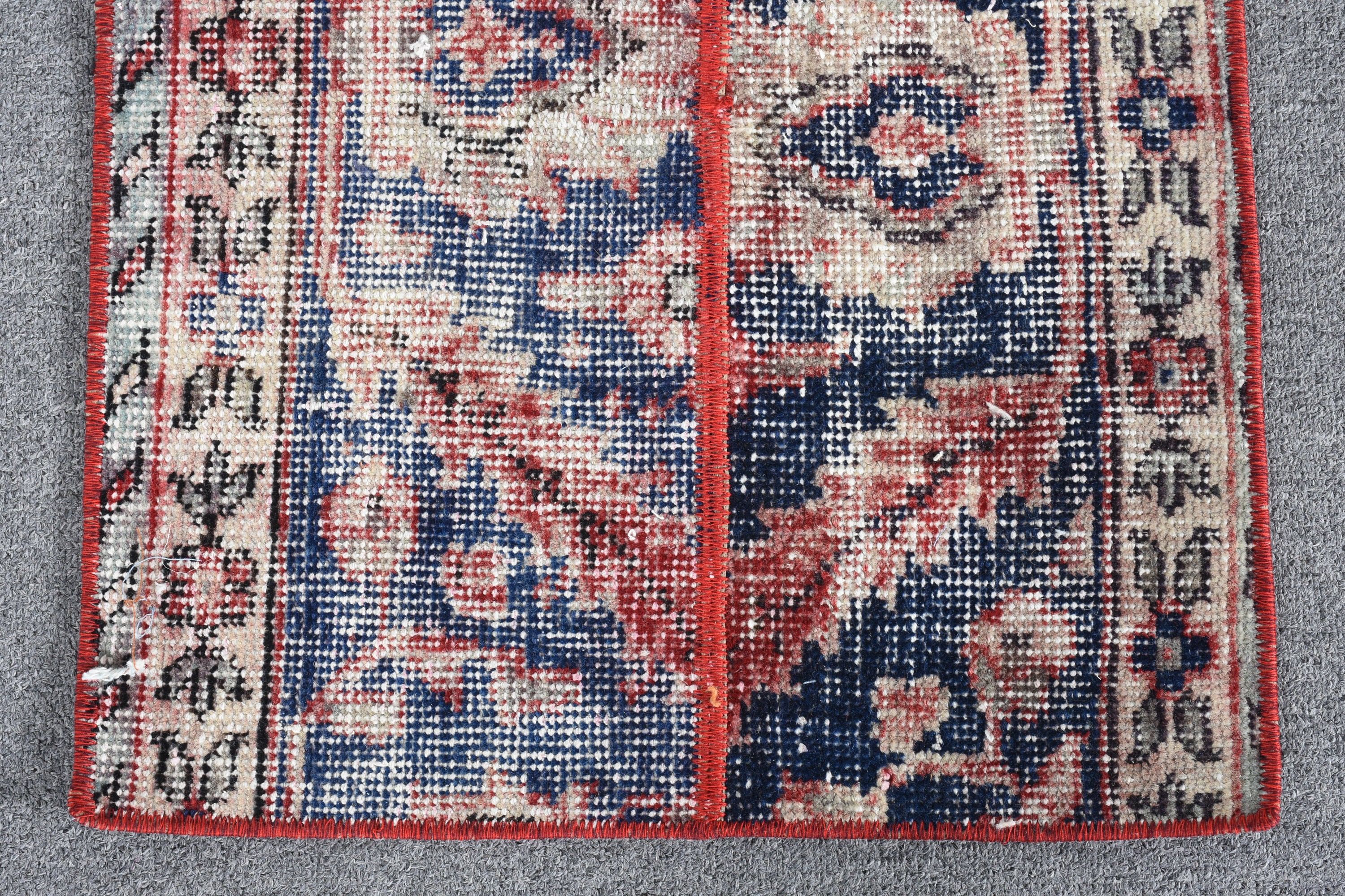 Vintage Rug, Turkish Rug, 1.4x4.1 ft Small Rug, Nursery Rug, Rugs for Kitchen, Red Oushak Rugs, Kitchen Rug, Old Rug, Bath Rug, Bedroom Rug