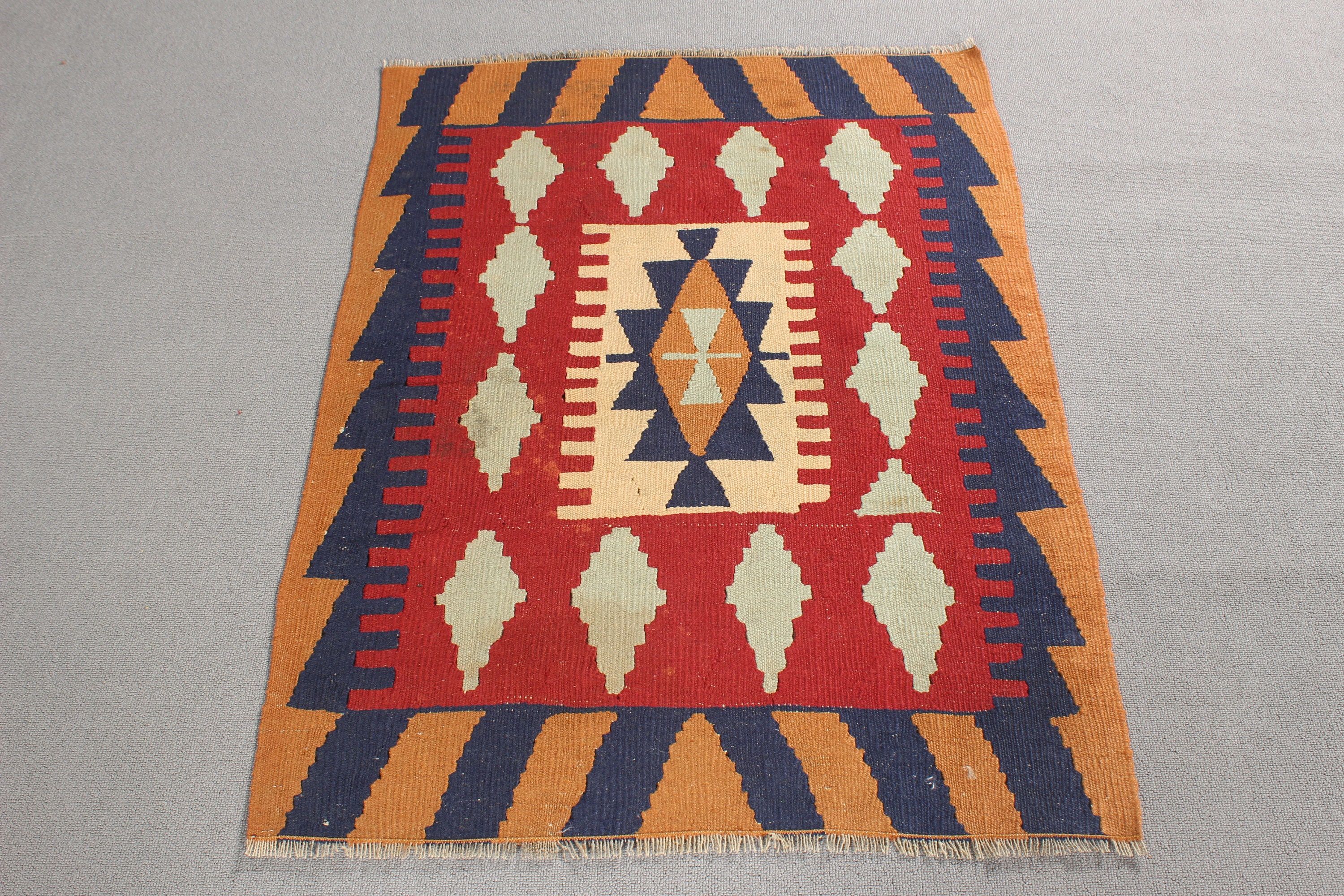 2.7x3.7 ft Küçük Halı, Kilim, Açıklama Halıları, Nötr Halı, Vintage Halı, Küçük Boho Halıları, Duvara Asılı Halı, Kırmızı Antika Halılar, Türk Halıları