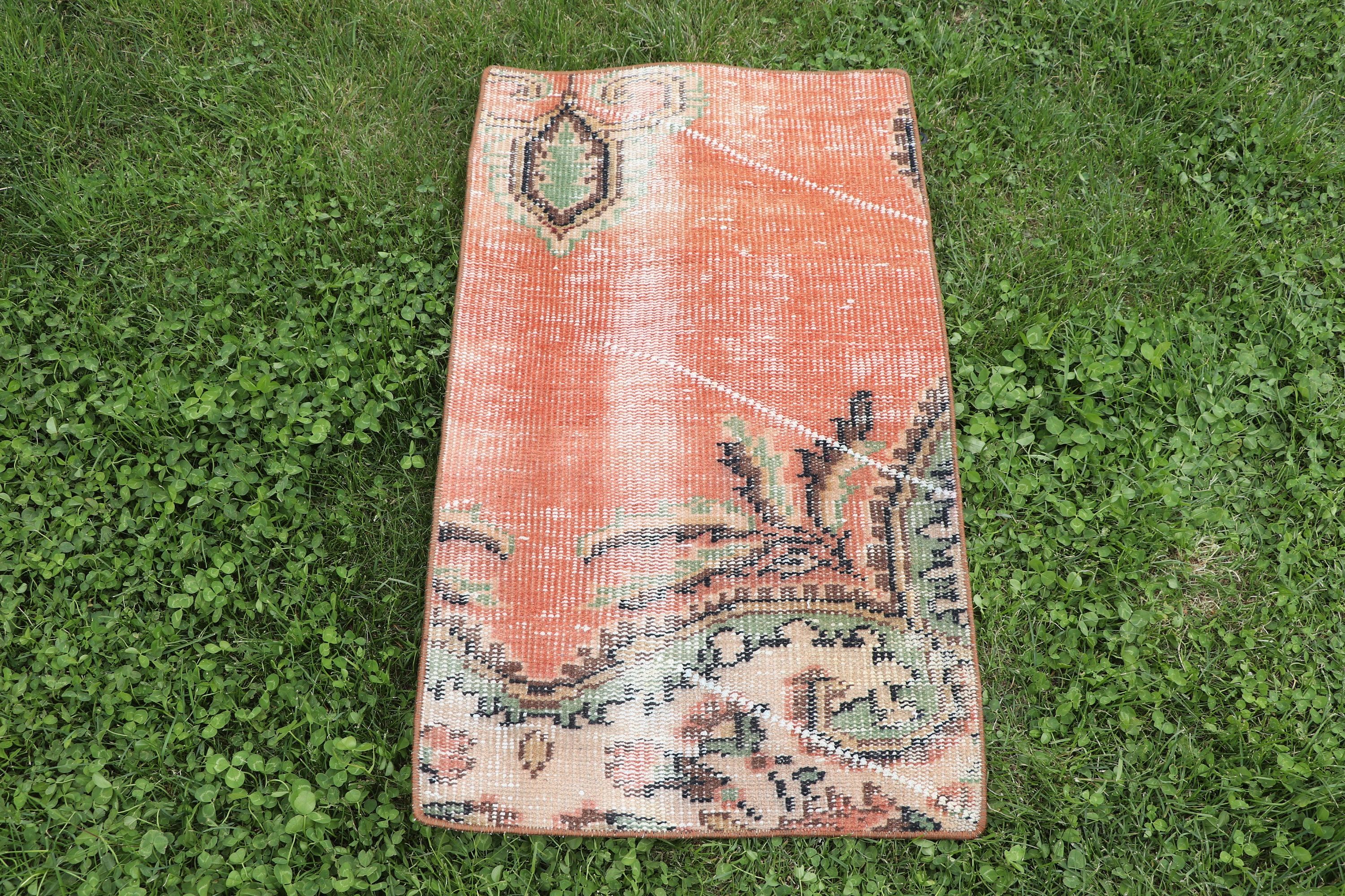 Rugs for Bathroom, Vintage Rug, Floor Rug, Orange Home Decor Rug, Neutral Rug, Entry Rug, Bedroom Rugs, 1.6x2.8 ft Small Rugs, Turkish Rugs