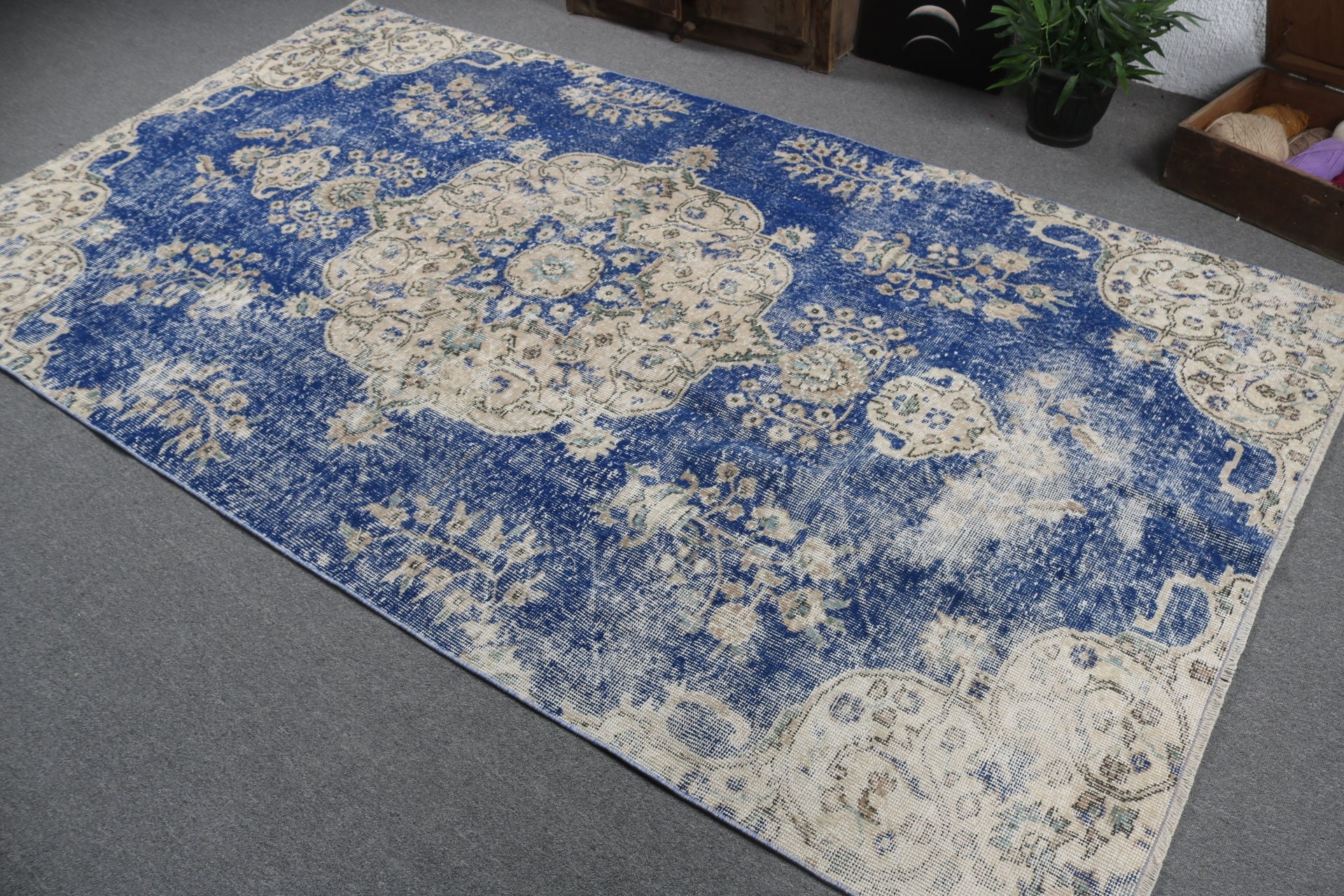 Blue Cool Rugs, Living Room Rug, Bedroom Rugs, 5.2x9.3 ft Large Rug, Home Decor Rug, Wool Rug, Turkish Rugs, Vintage Rug, Rugs for Salon