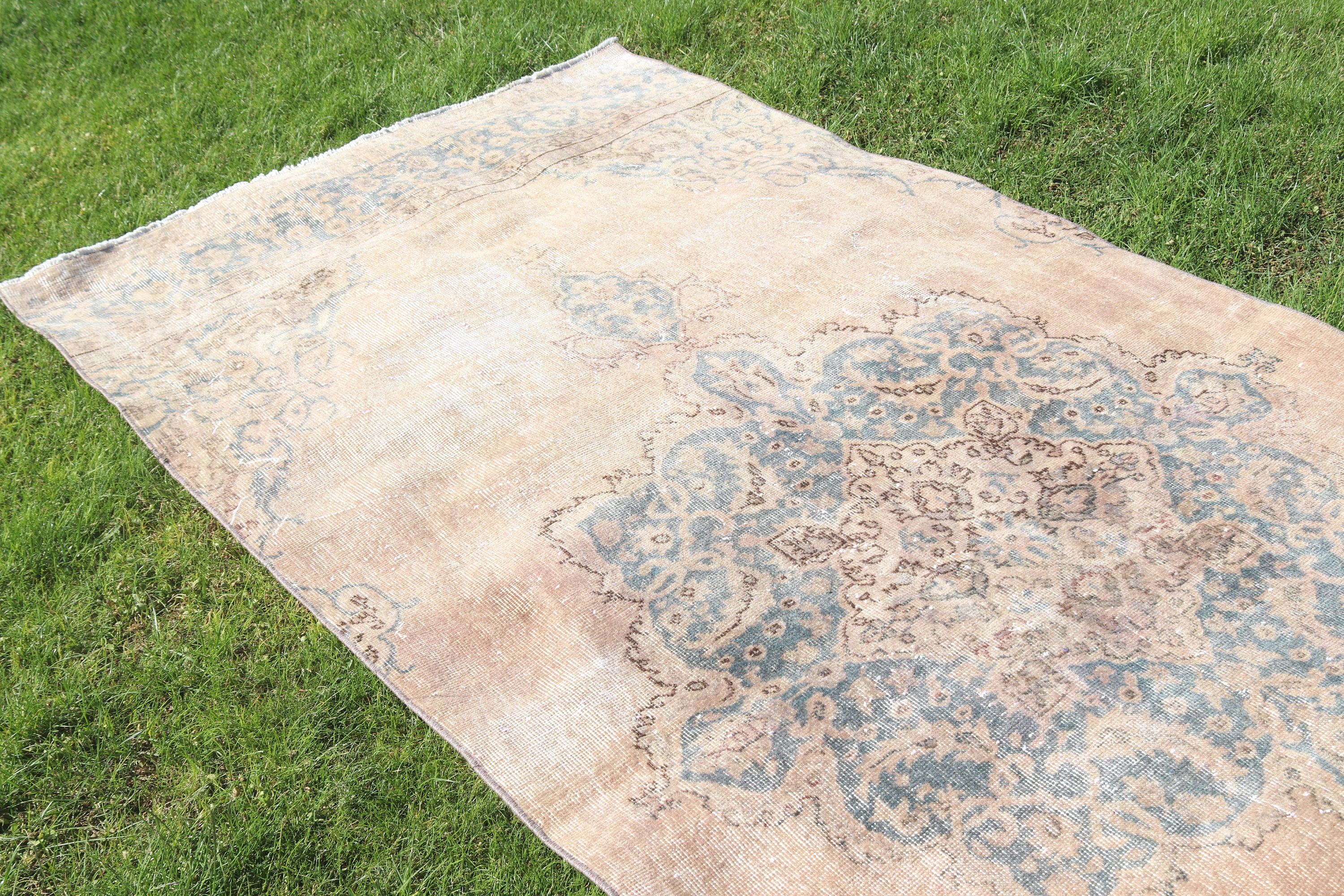 Mutfak Halısı, Vintage Halılar, Büyük Vintage Halılar, Türk Halıları, Büyük Boho Halısı, Yer Halısı, 4.4x9.9 ft Büyük Halılar, Bej Bildirimi Halı