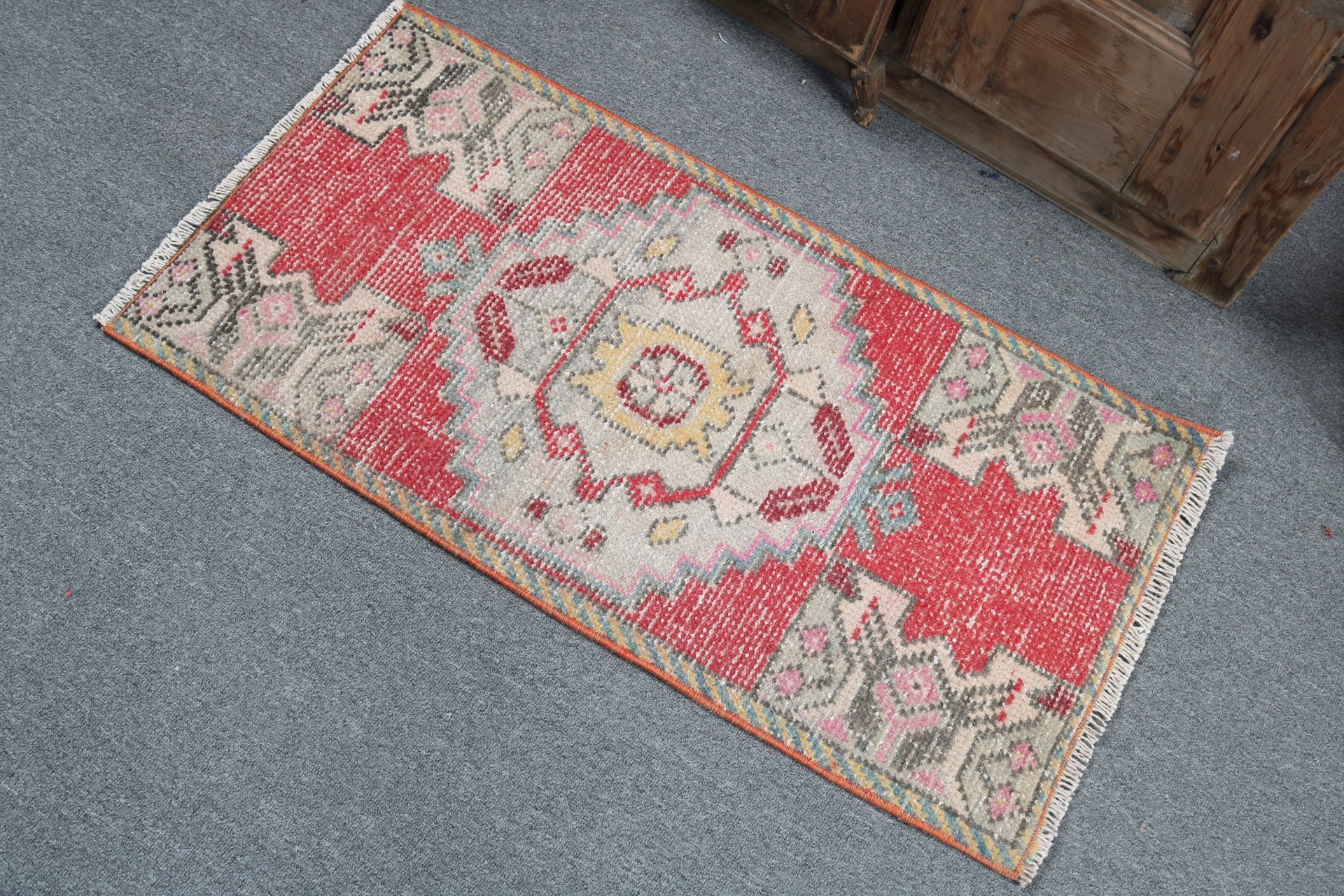 Turkish Rugs, Antique Rugs, Red Kitchen Rugs, Vintage Rug, Handwoven Rug, Ethnic Rugs, Bedroom Rug, Wall Hanging Rugs, 1.5x3 ft Small Rug