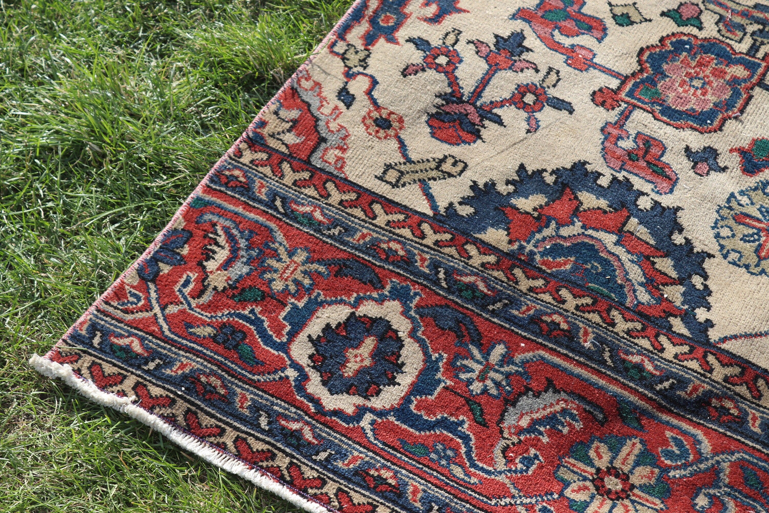 Yatak Odası Halısı, 4.4x10.7 ft Büyük Halı, Antika Halılar, Salon Halıları, Türk Halıları, Nötr Halılar, Kırmızı Soğuk Halı, Vintage Halı, Büyük Boho Halıları