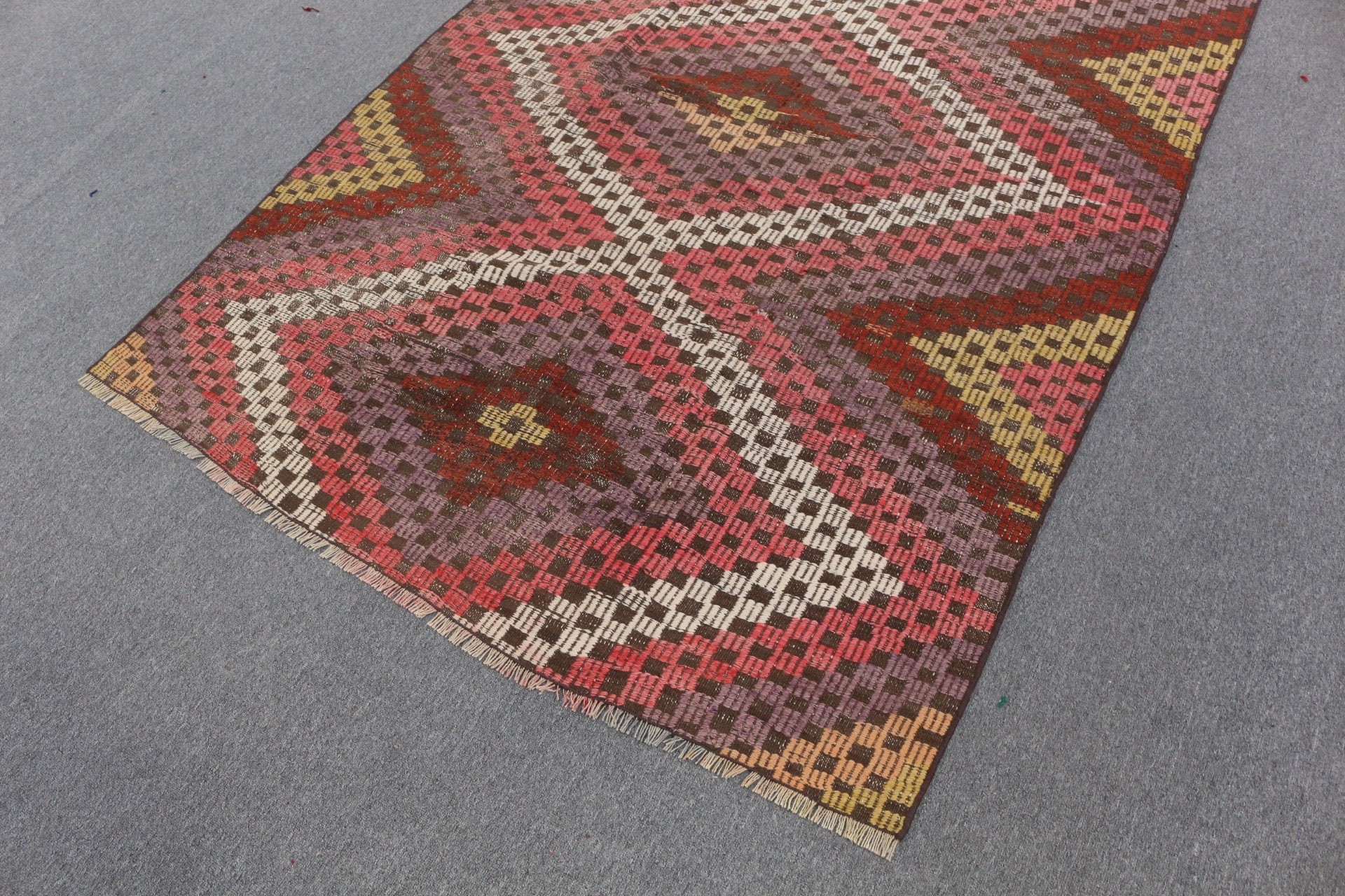 Yün Halılar, Türk Halıları, Çocuk Odası Halıları, Kilim, 4,4x6,3 ft Alan Halıları, Sessiz Halılar, Vintage Halı, Çocuk Odası Halısı, Ev Dekorasyonu Halısı, Kırmızı Soğuk Halı