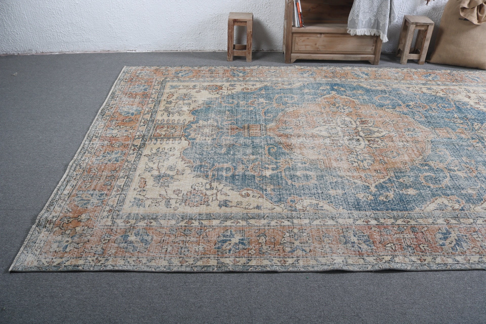 Living Room Rug, Vintage Rug, Turkish Rugs, Dorm Rug, Rugs for Saloon, Floor Rugs, Oriental Rug, 6.9x10.6 ft Oversize Rug, Dining Room Rug