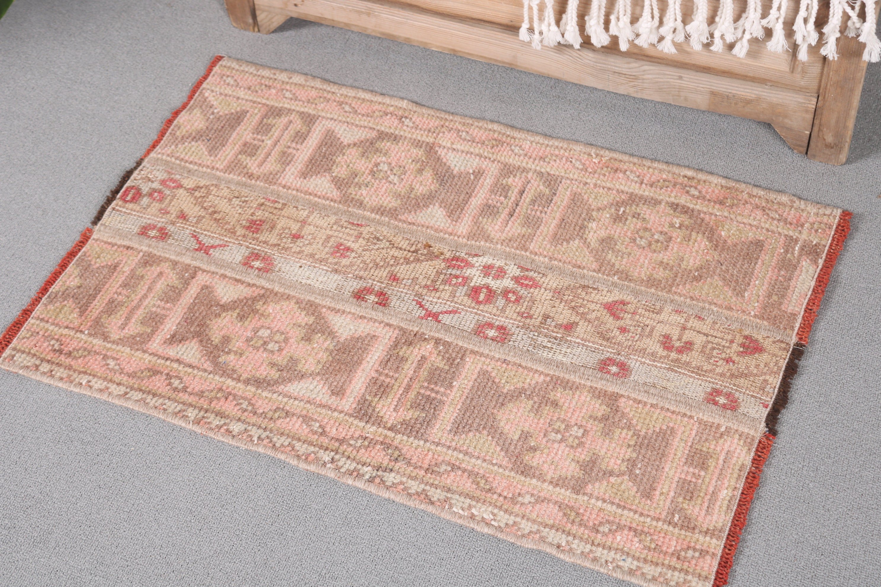 Araba Paspasları için Halılar, Yün Halı, Vintage Halılar, 1,7x2,5 ft Küçük Halı, Giriş Halısı, Pembe Fas Halısı, Kapı Paspas Halıları, Havalı Halılar, Türk Halısı