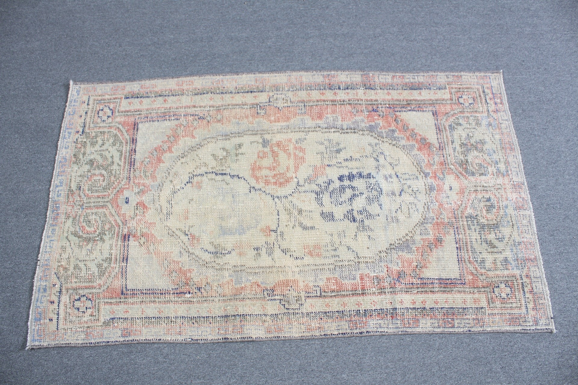 2.6x4.5 ft Small Rug, Bath Rug, Dorm Rug, Vintage Rug, Kitchen Rugs, Anatolian Rug, Antique Rug, Turkish Rugs, Orange Home Decor Rug