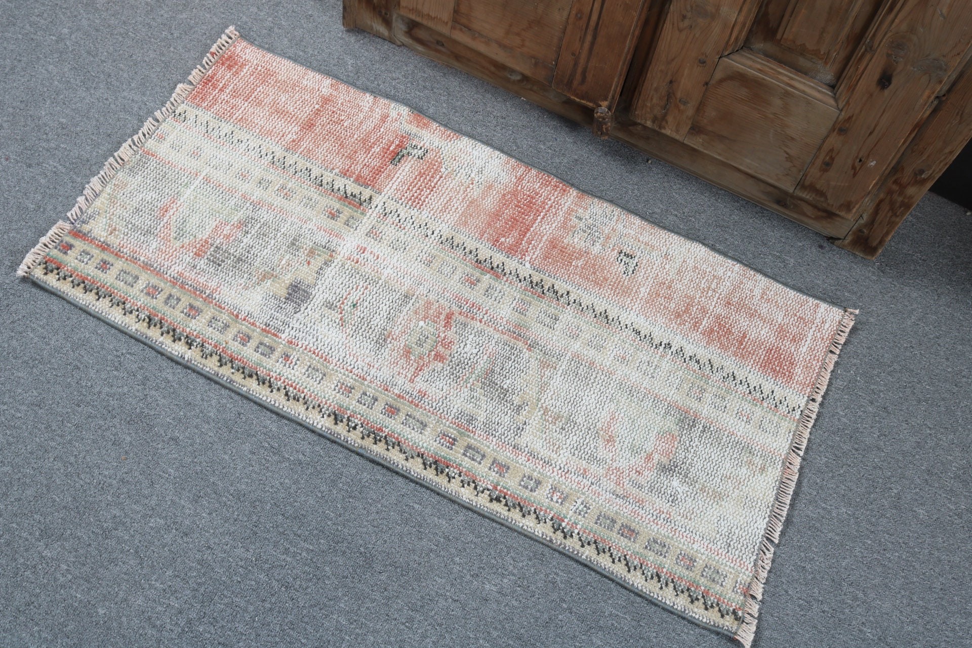 Anatolian Rugs, Orange Modern Rug, Kitchen Rugs, 1.6x3.2 ft Small Rugs, Turkish Rug, Small Vintage Rug, Entry Rugs, Boho Rugs, Vintage Rugs