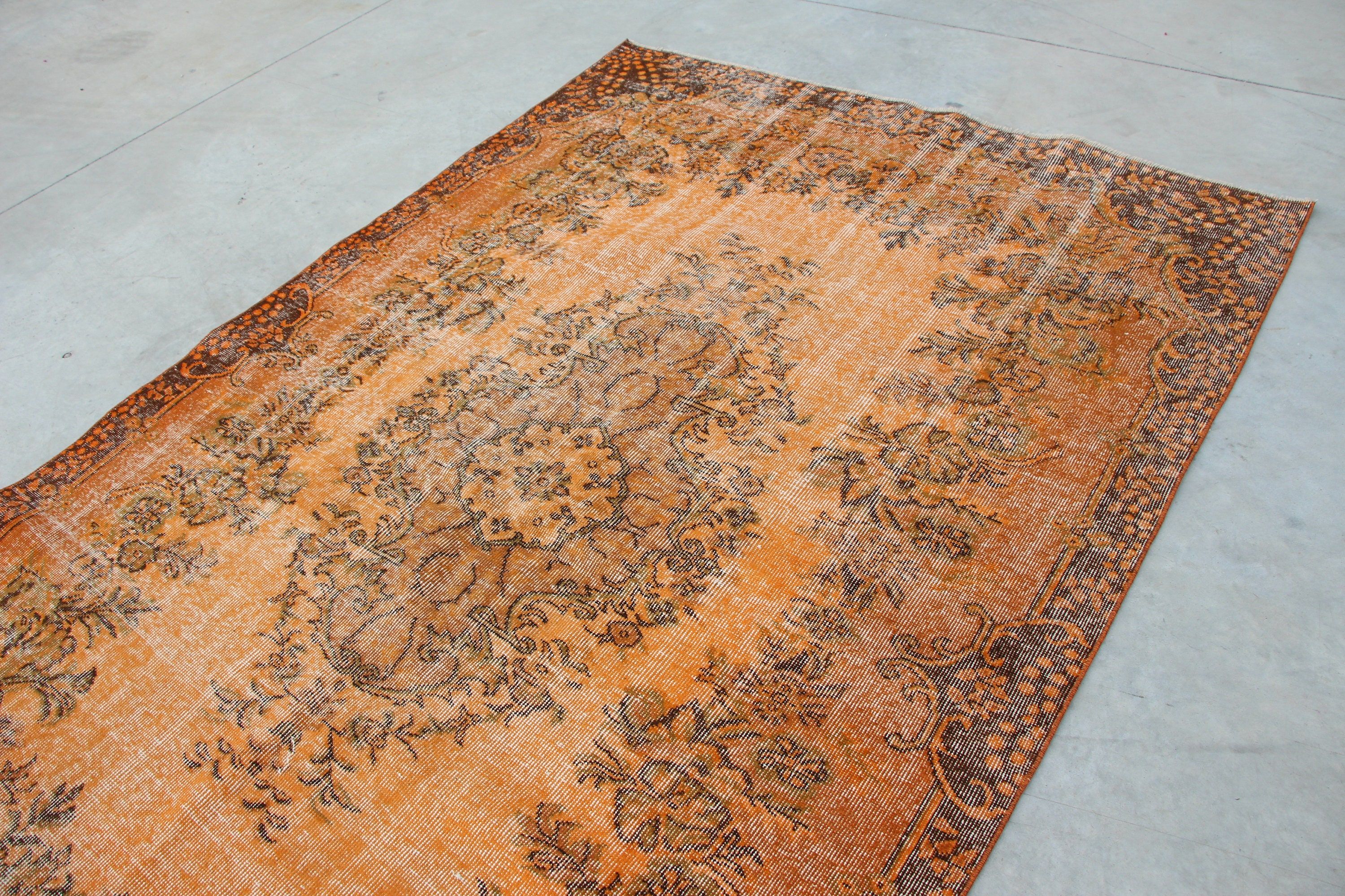 Dining Room Rug, Vintage Rugs, Orange Bedroom Rug, Turkish Rug, 5.7x8.5 ft Large Rugs, Rugs for Living Room, Floor Rug