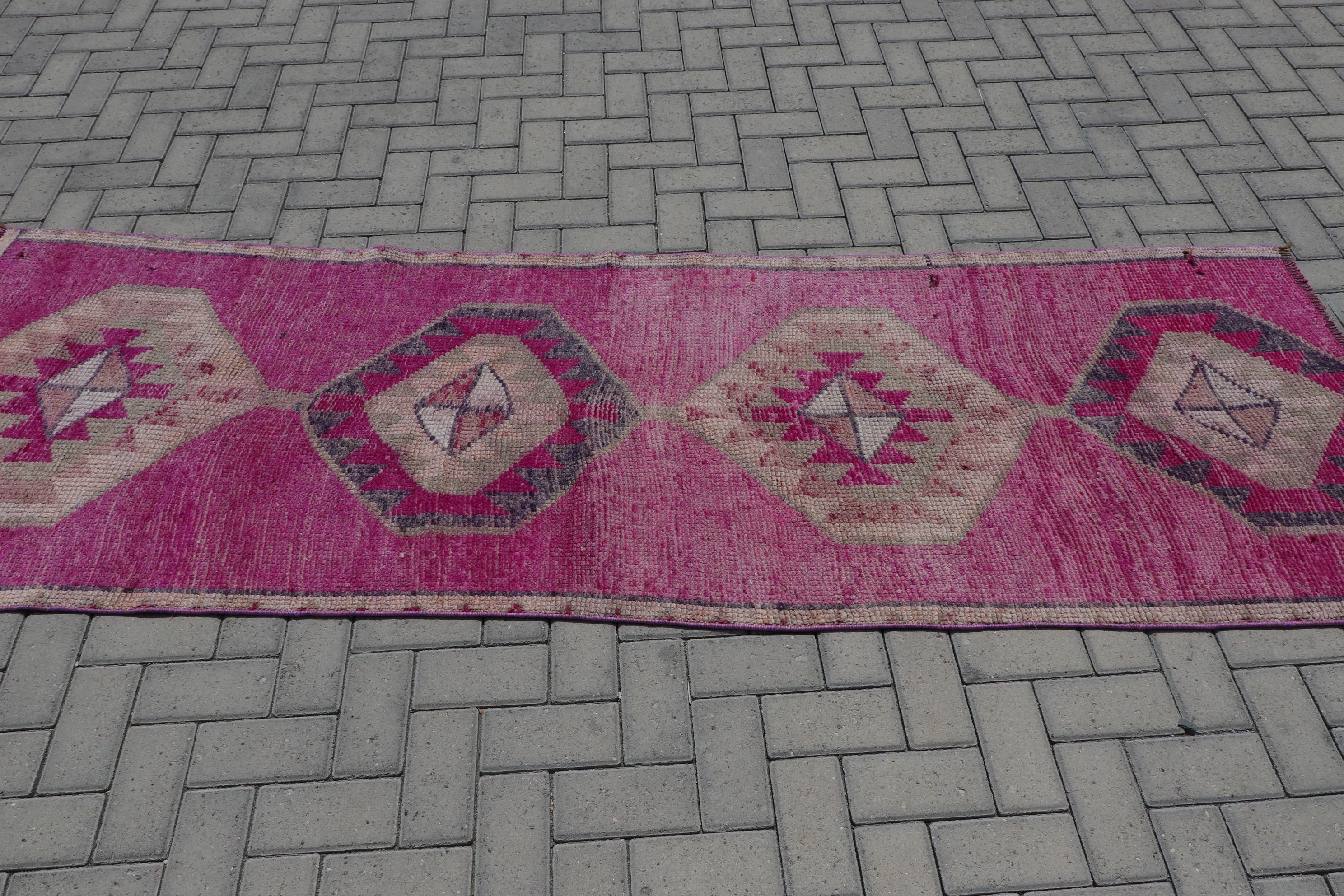 2.9x9 ft Runner Rug, Rugs for Corridor, Corridor Rug, Retro Rugs, Vintage Rug, Turkish Rug, Pink Oriental Rug, Moroccan Rugs