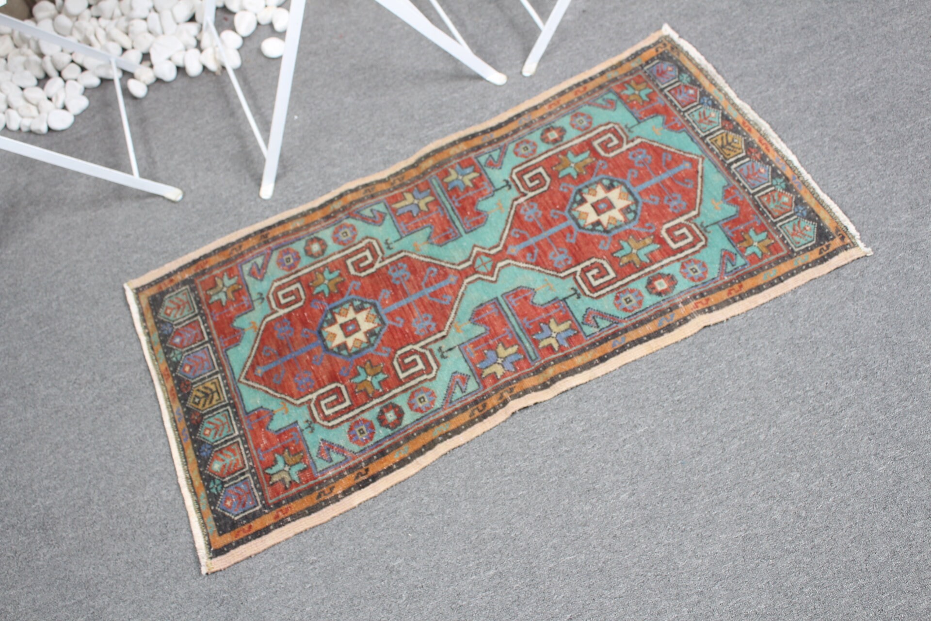 1.7x3.3 ft Küçük Halı, Yatak Odası Halıları, Vintage Halılar, Araba Paspas Halısı, Kırmızı Yün Halı, Antika Halı, Oryantal Halı, Türk Halısı, Çocuk Halısı